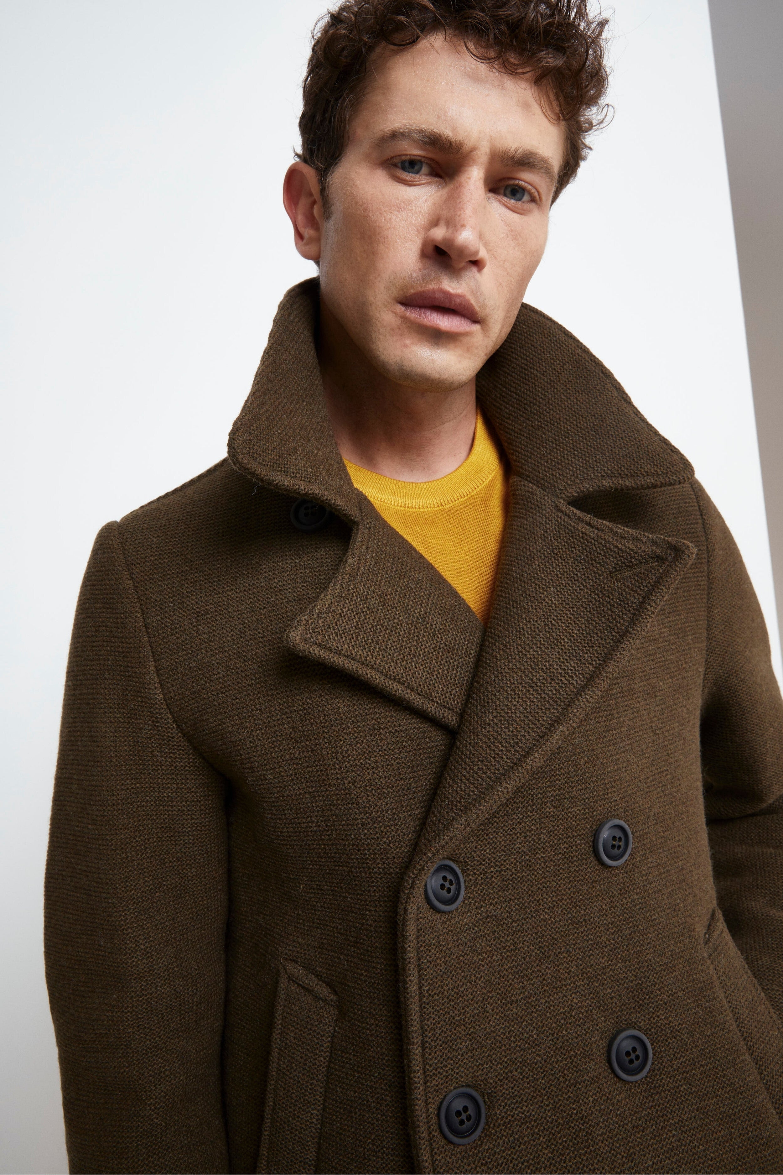 Double-breasted peacoat coat - brown