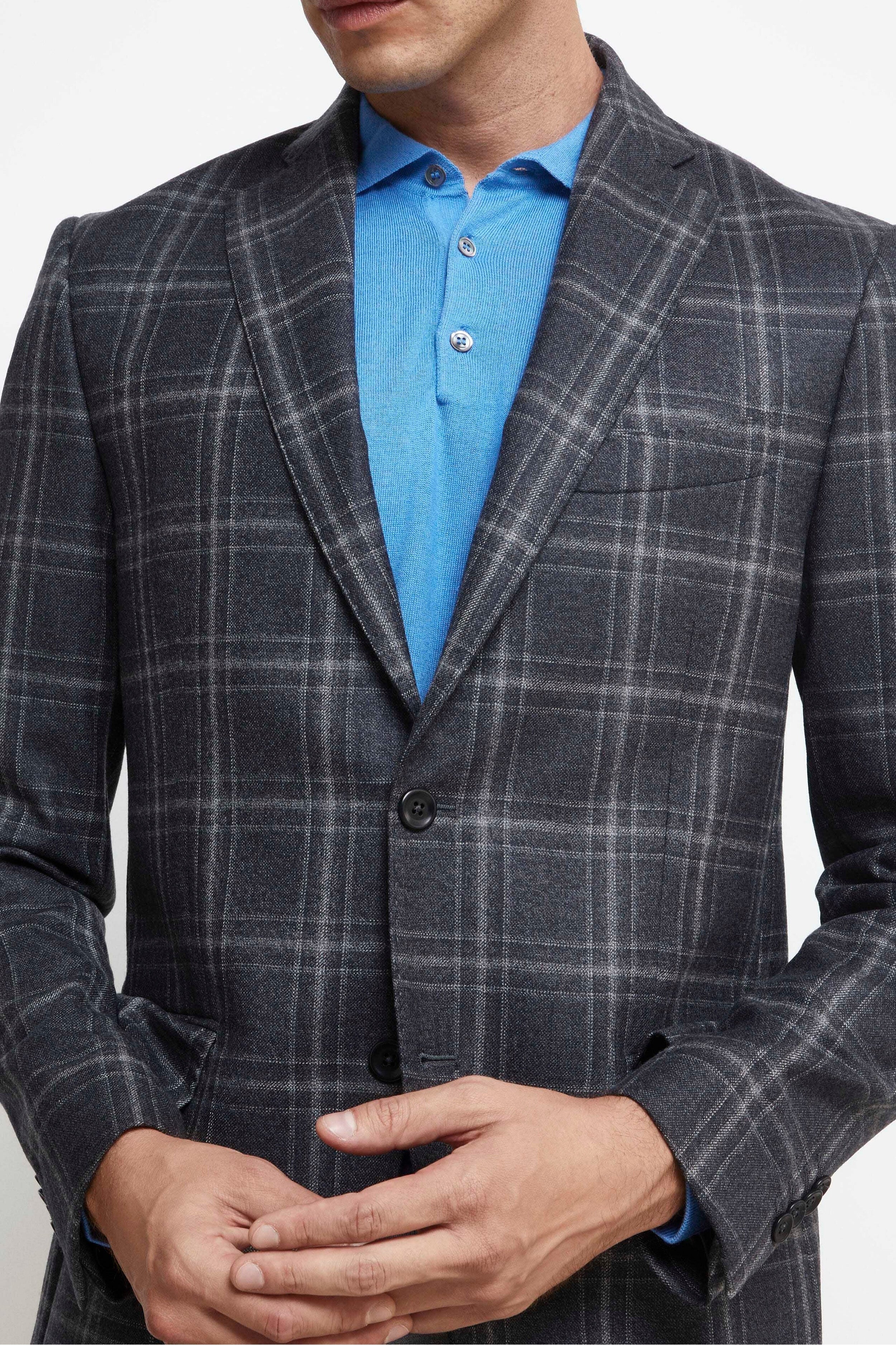 Check Wool Jacket - Grey check