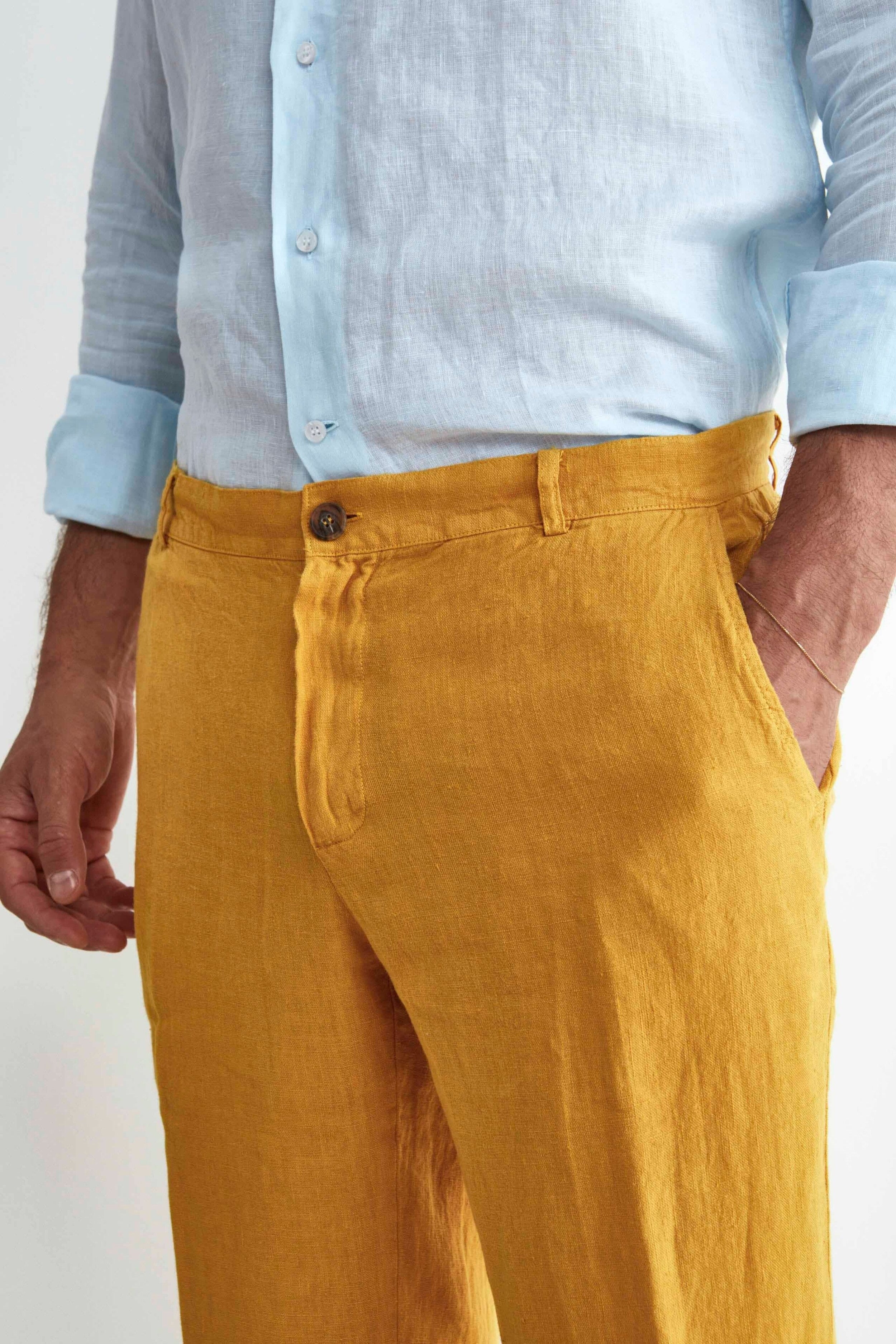 Linen Trousers - YELLOW