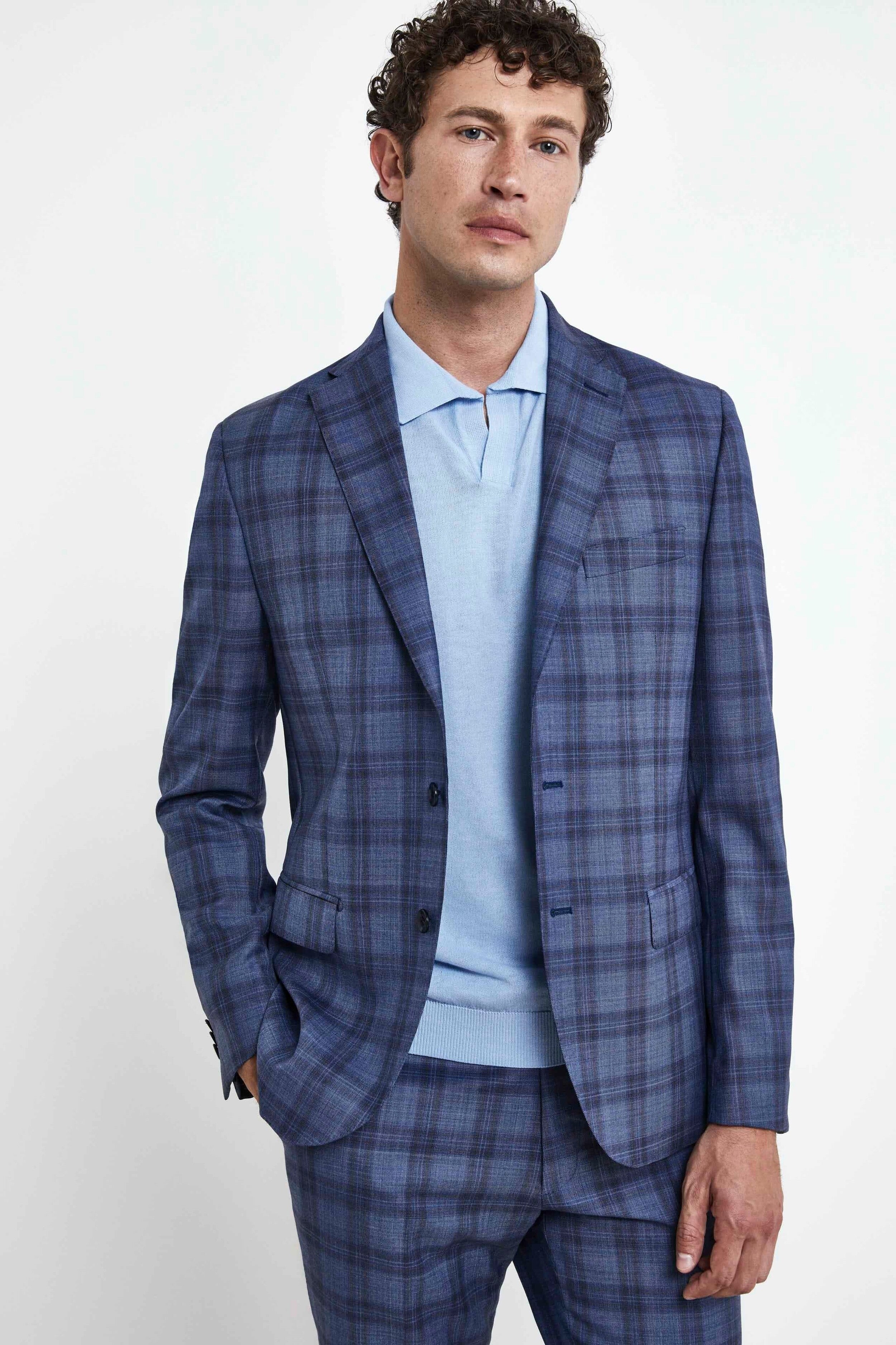 Slim fit plaid suit - AVIATOR CHECKS