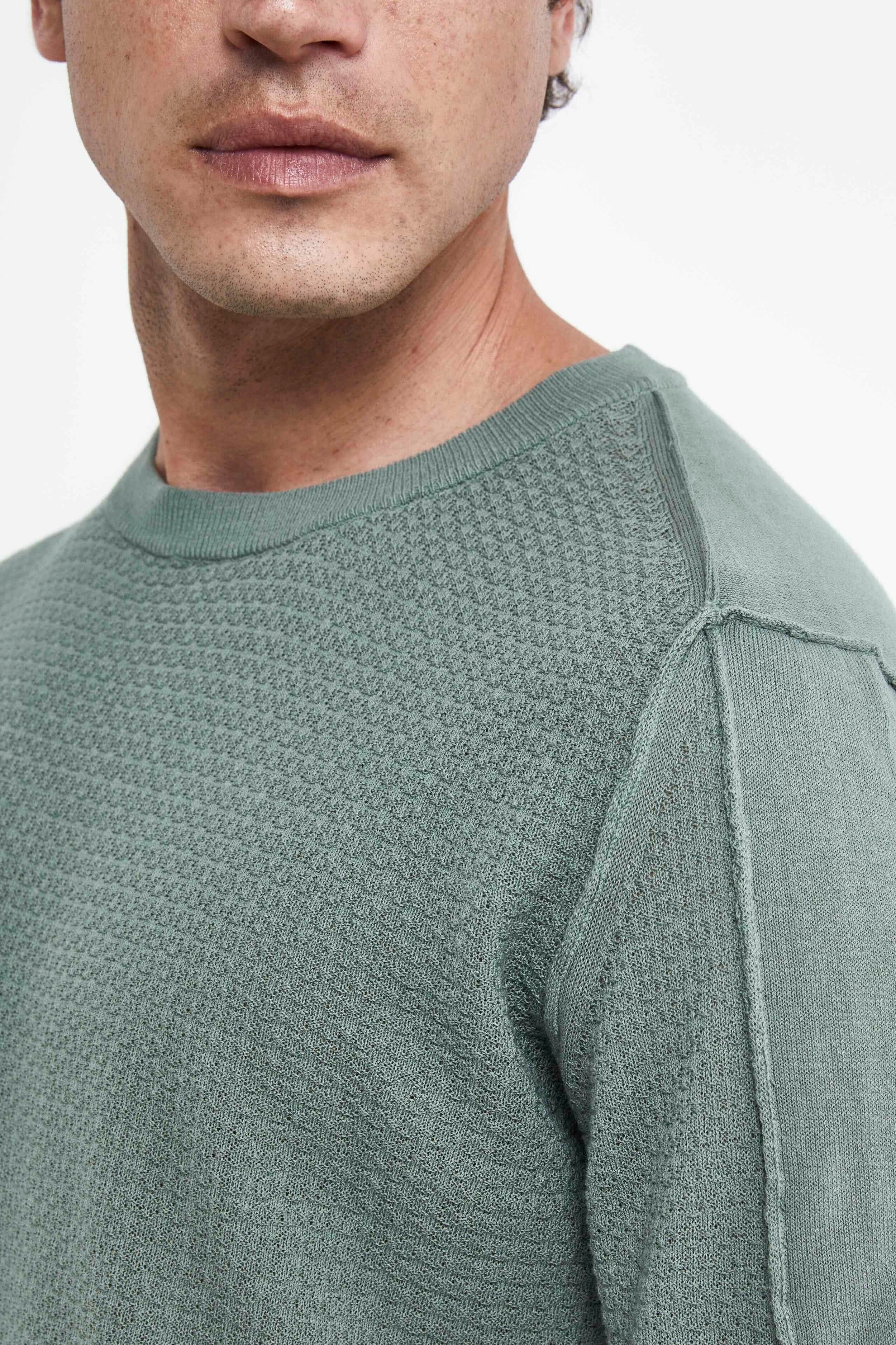 T-shirt structuré en coton - Vert militaire