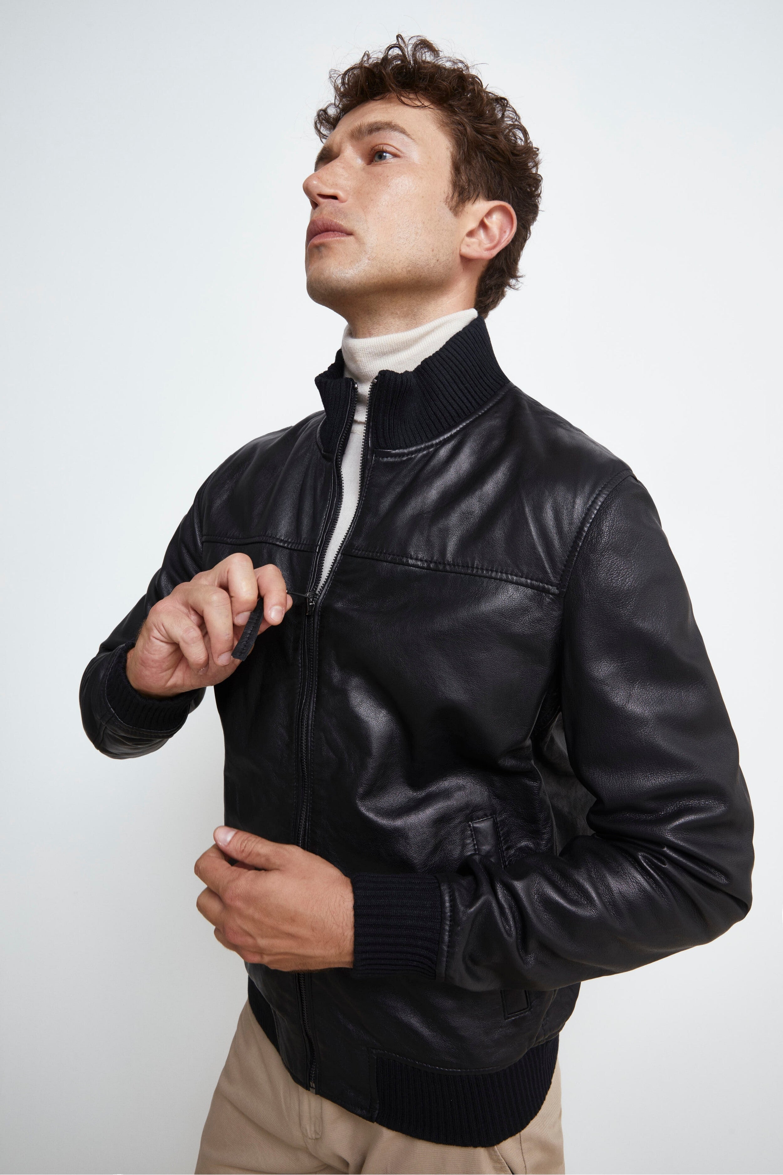 Veste en cuir réversible - NOIR