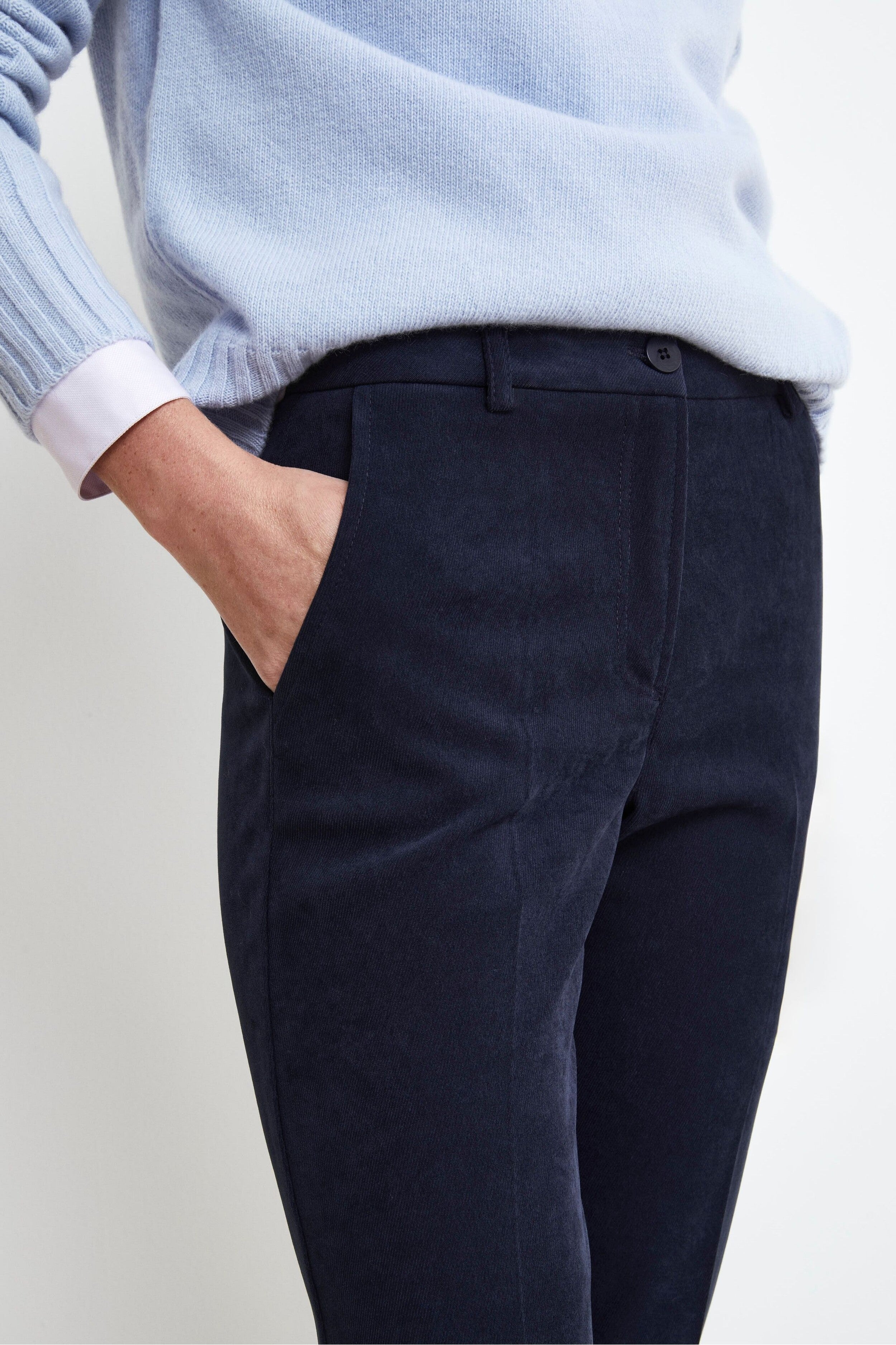 Pantalon Cigarette en Velours - BLEU