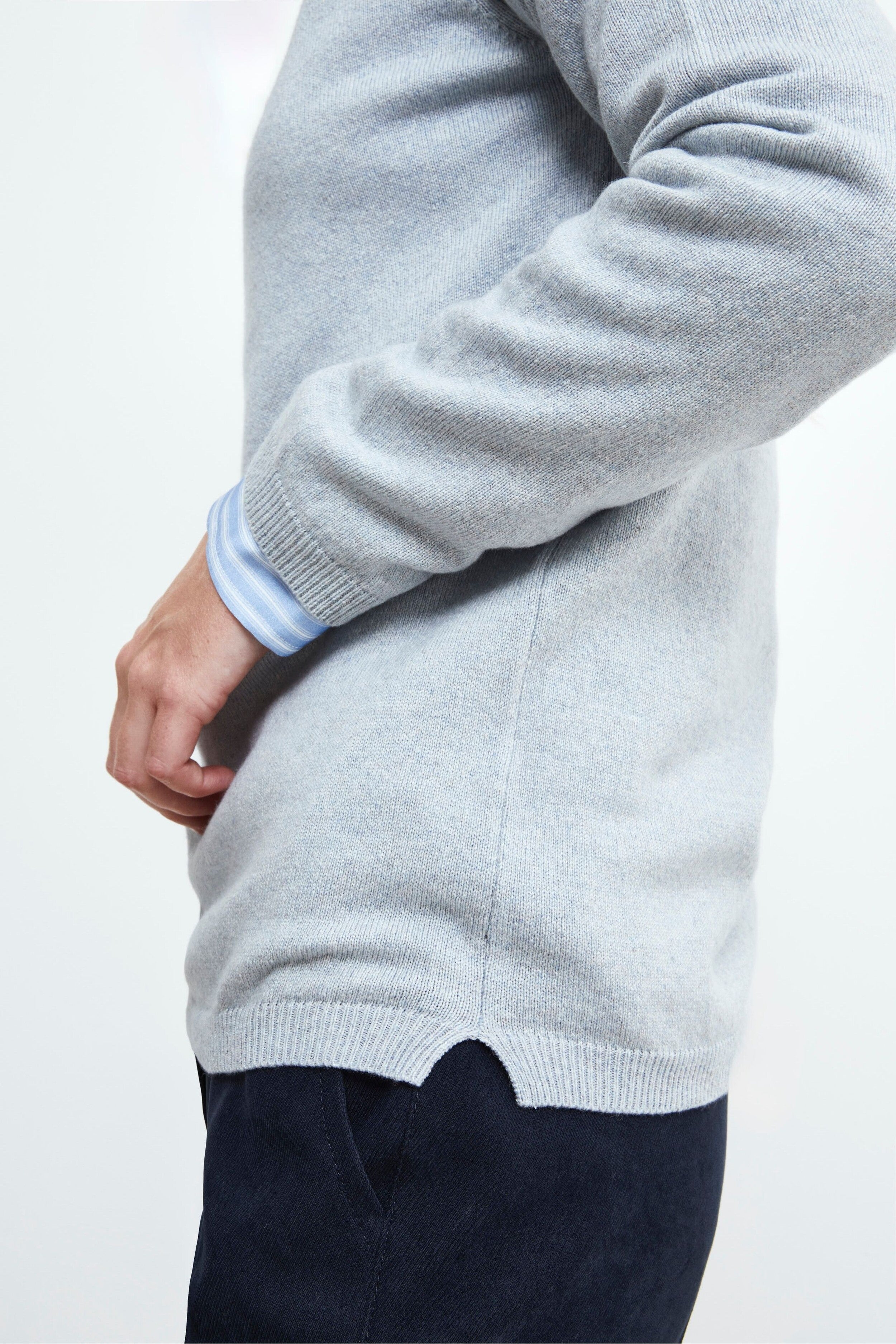 Silk and Cashmere Boatneck Pullover - Light blue