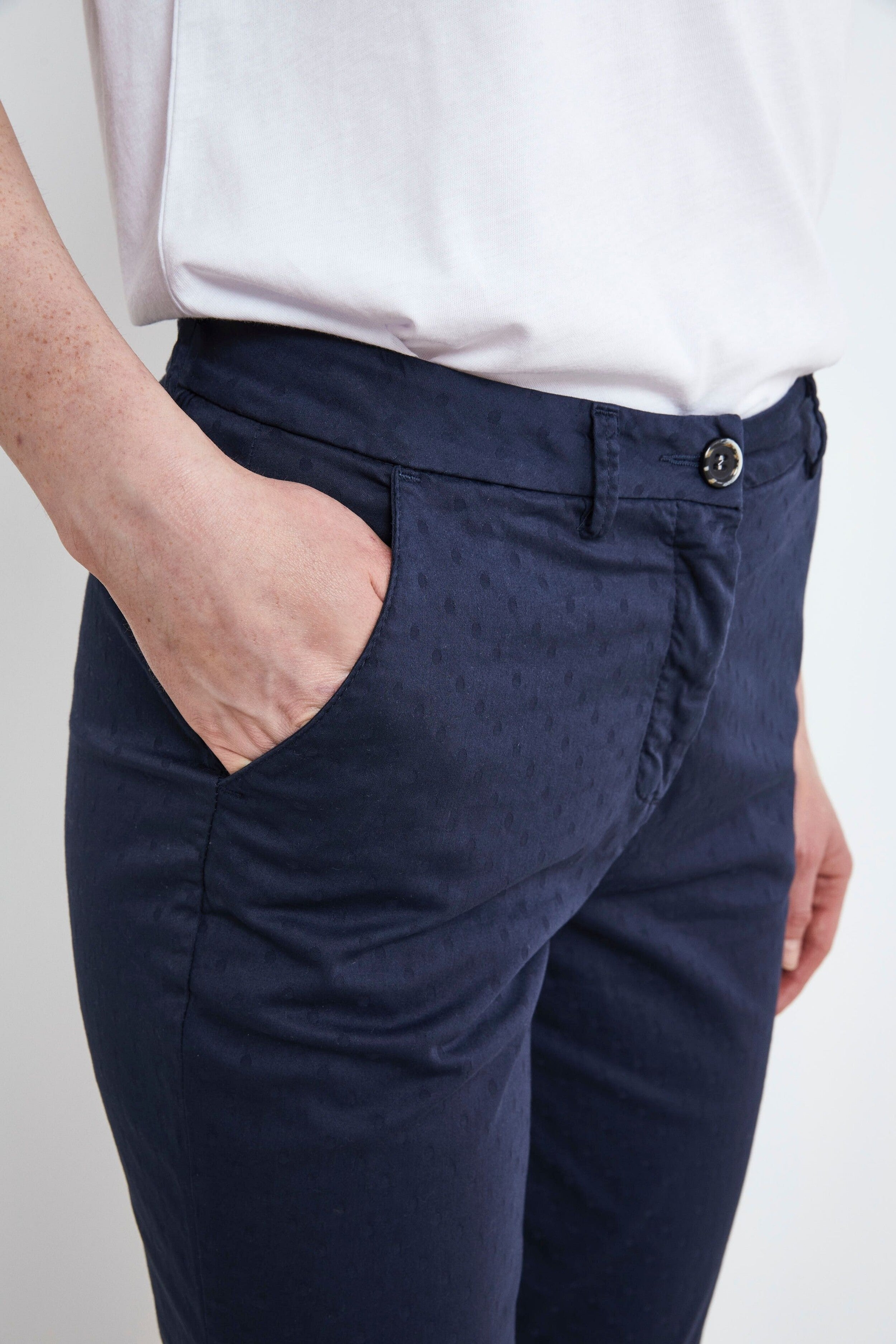 Micro-patterned Chino Trousers - BLUE