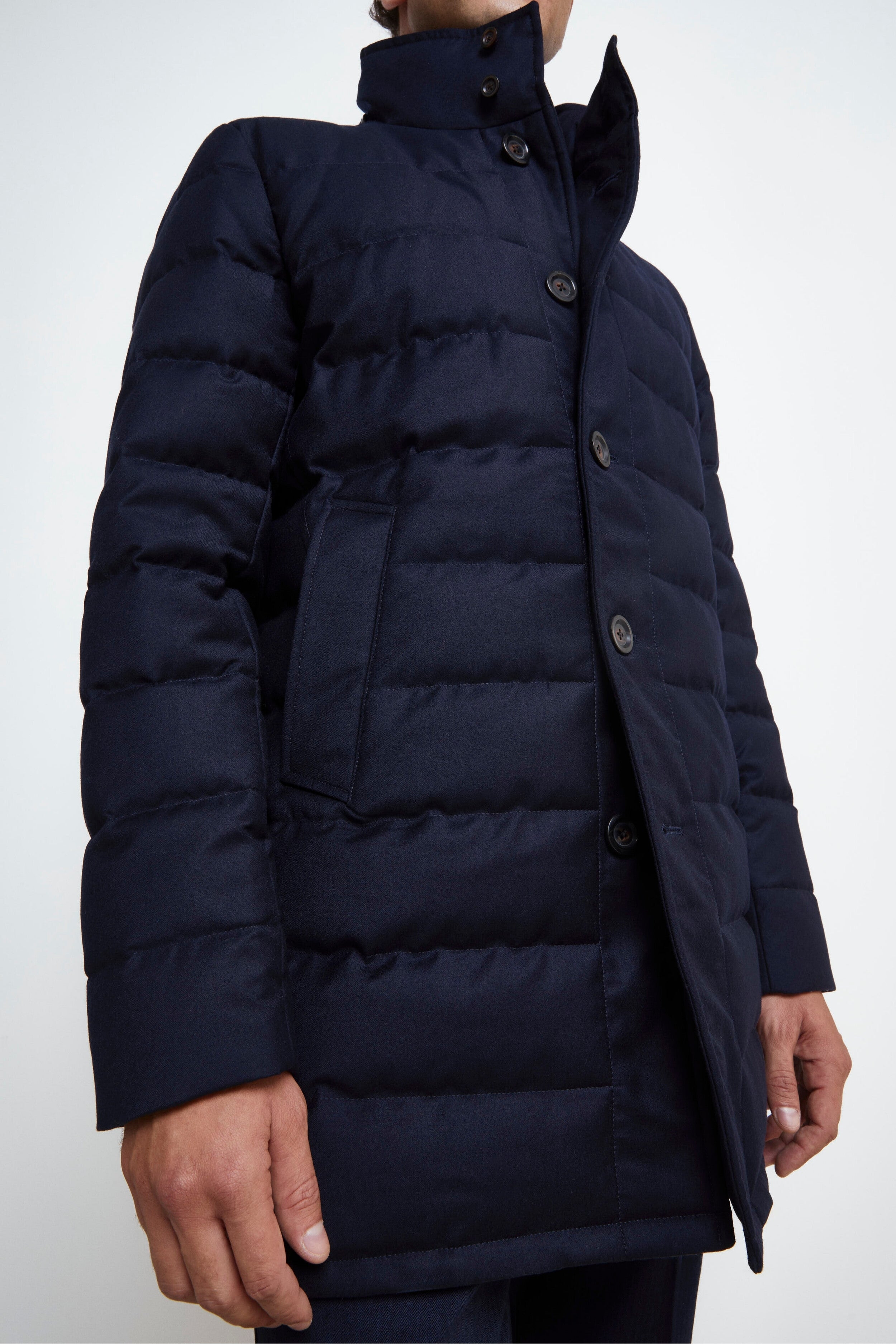 Padded Wool Jacket - BLUE