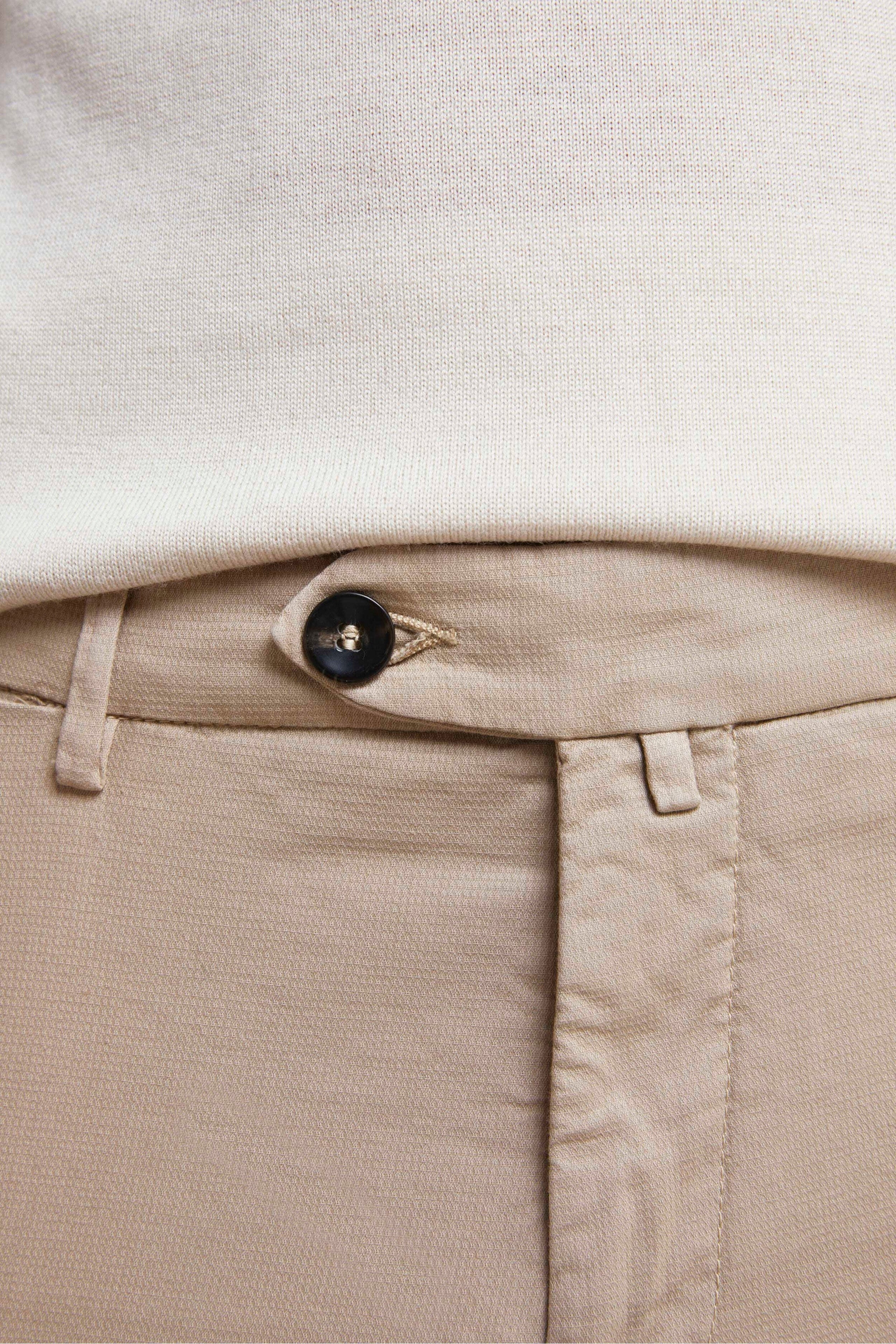 Slim Fit Cotton Pants - BEIGE