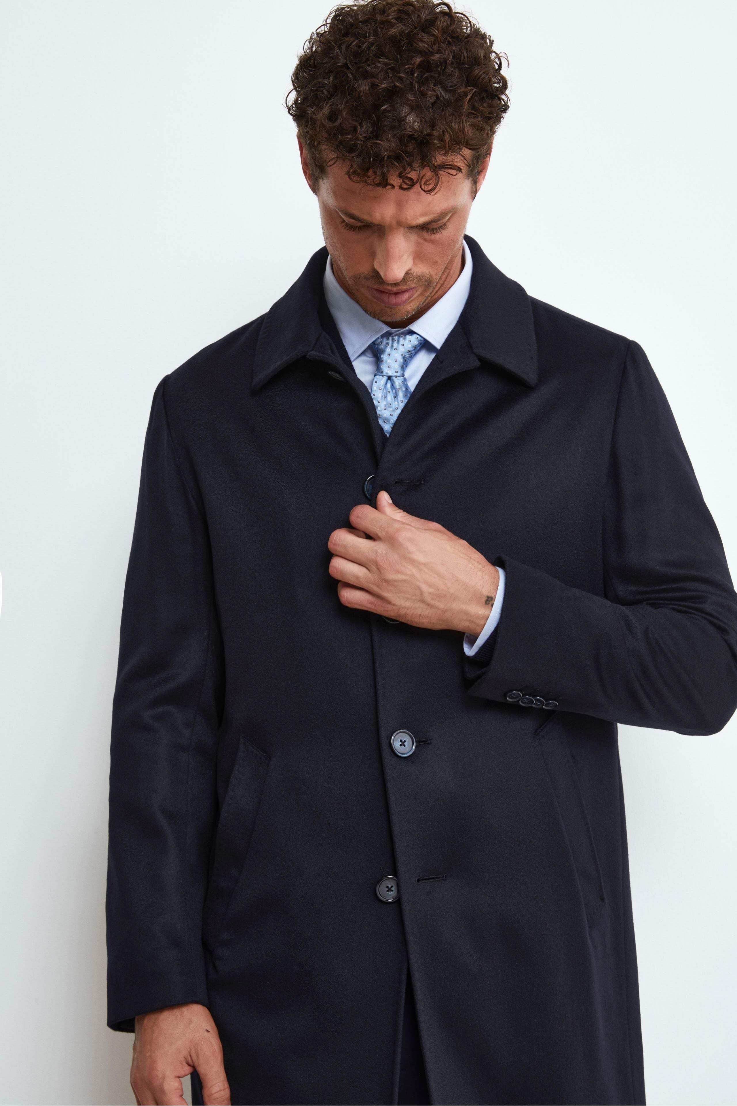 Lined Cashmere Coat - Midnight blue