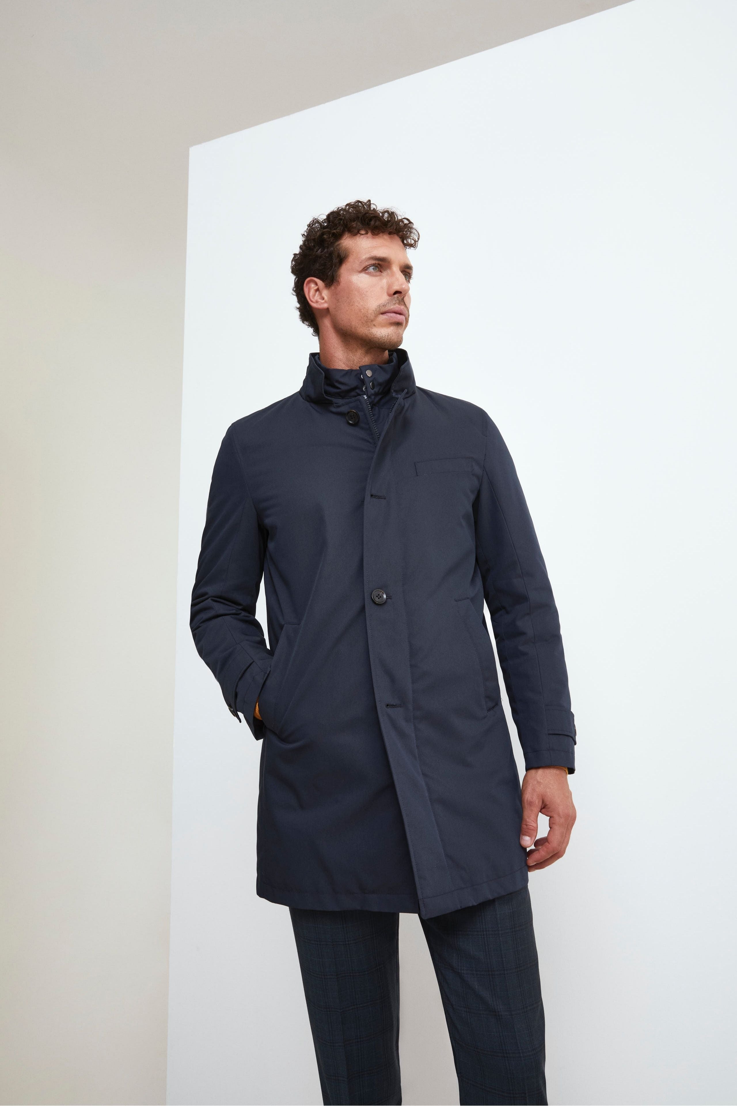 Raincoat with placket - BLUE