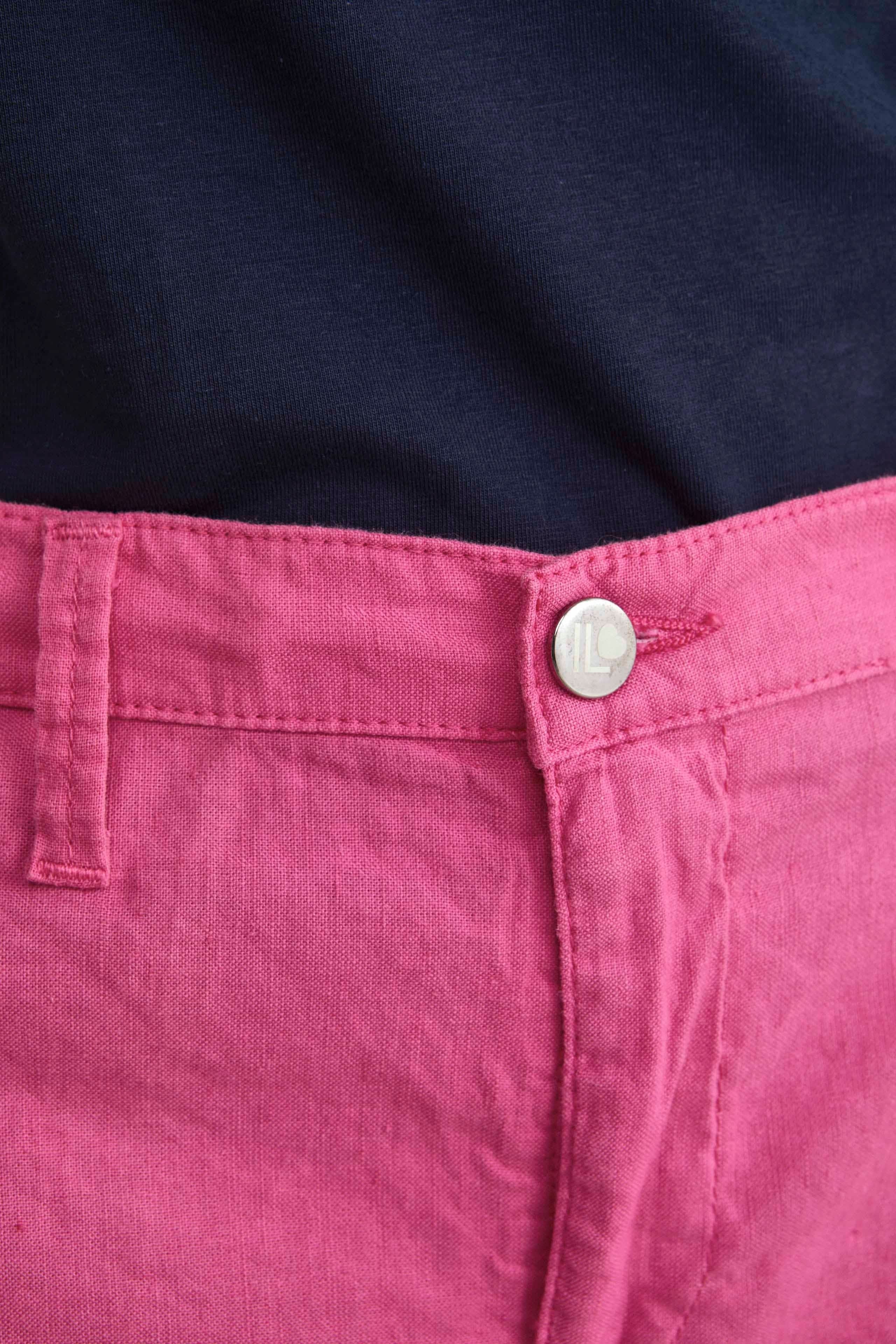 Bermuda-Shorts aus Leinen - Erdbeere rosa