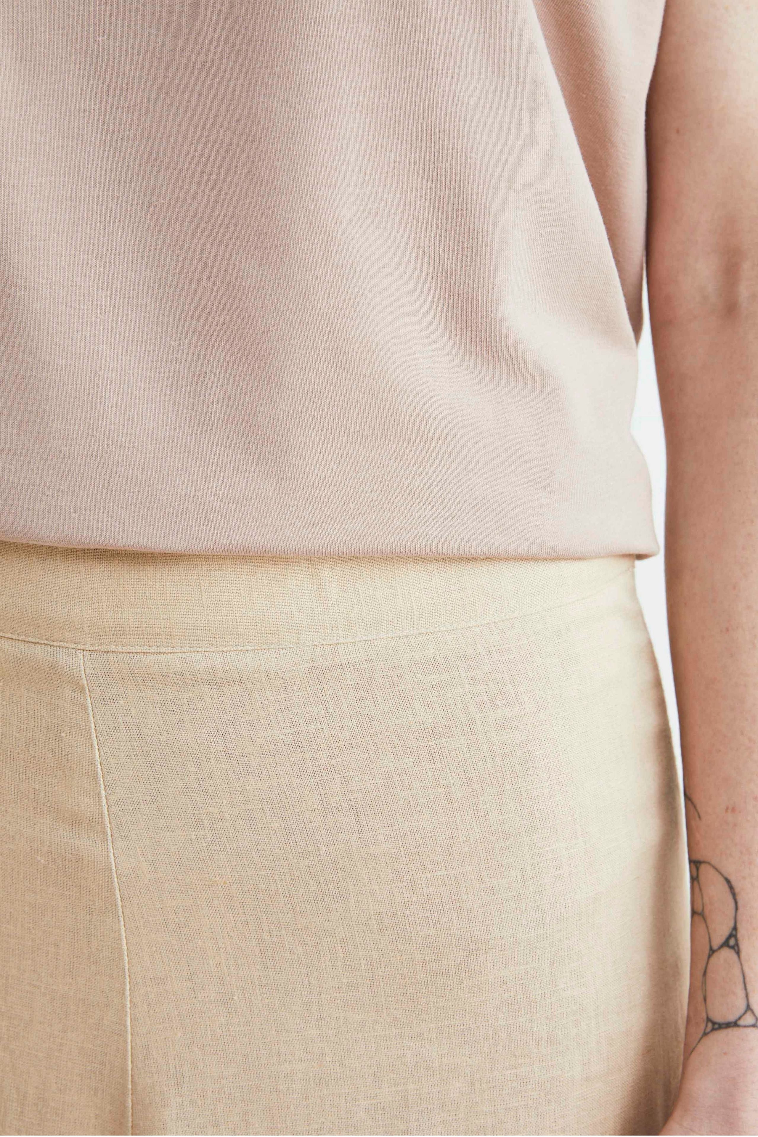 Jupe midi en lin - BEIGE