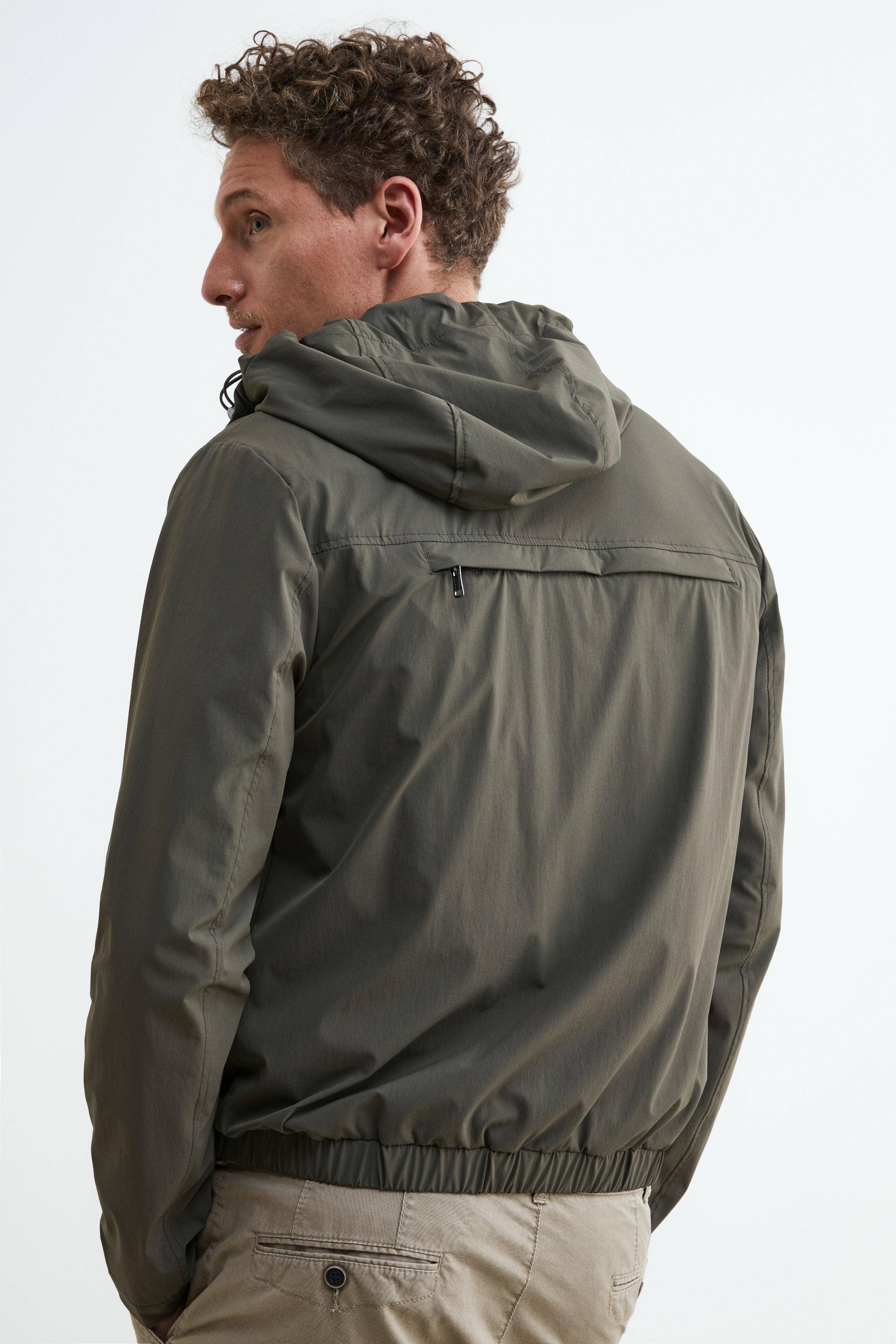 Waterproof jacket with hood - Military green