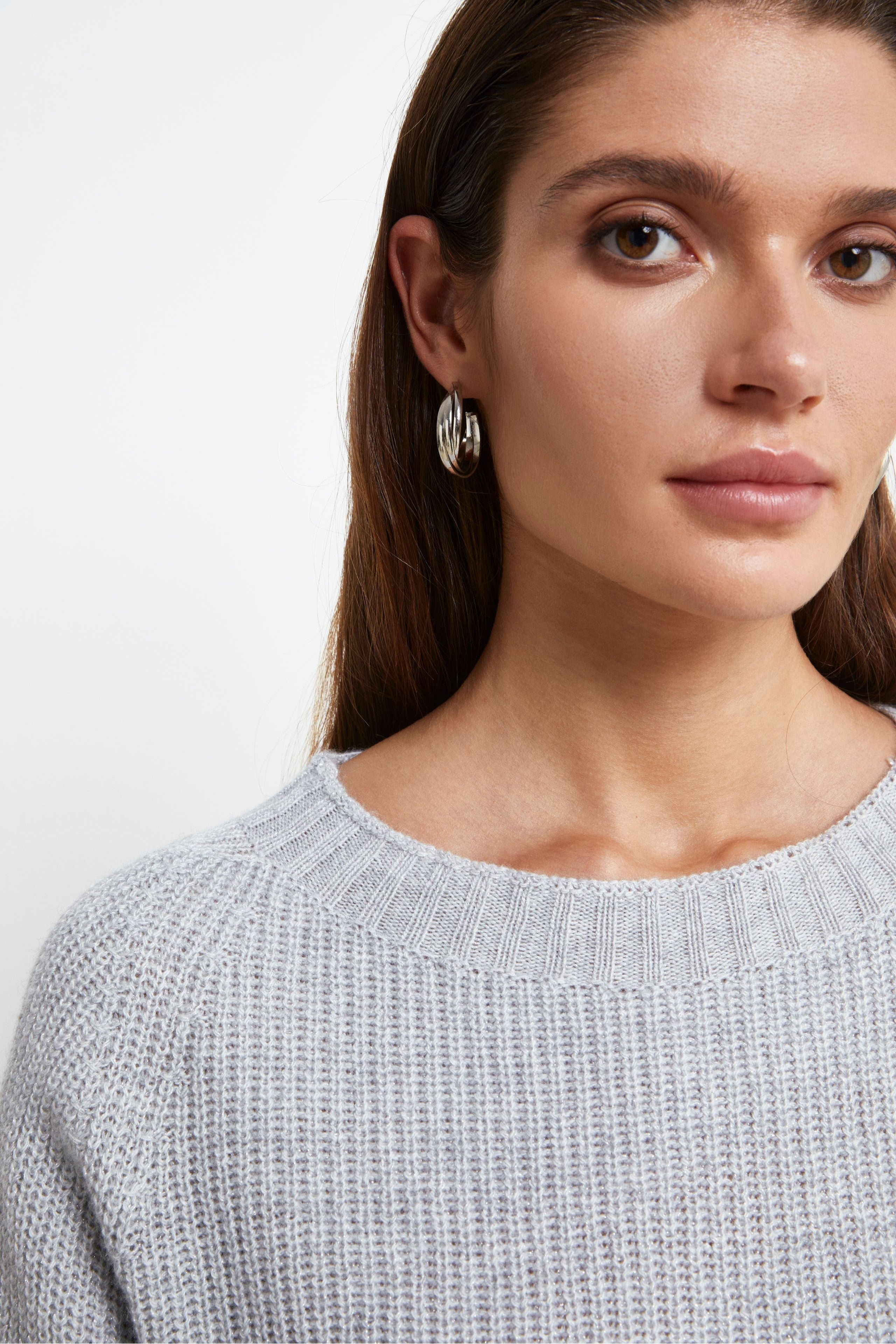 Soft Lurex Sweater - LIGHT GREY