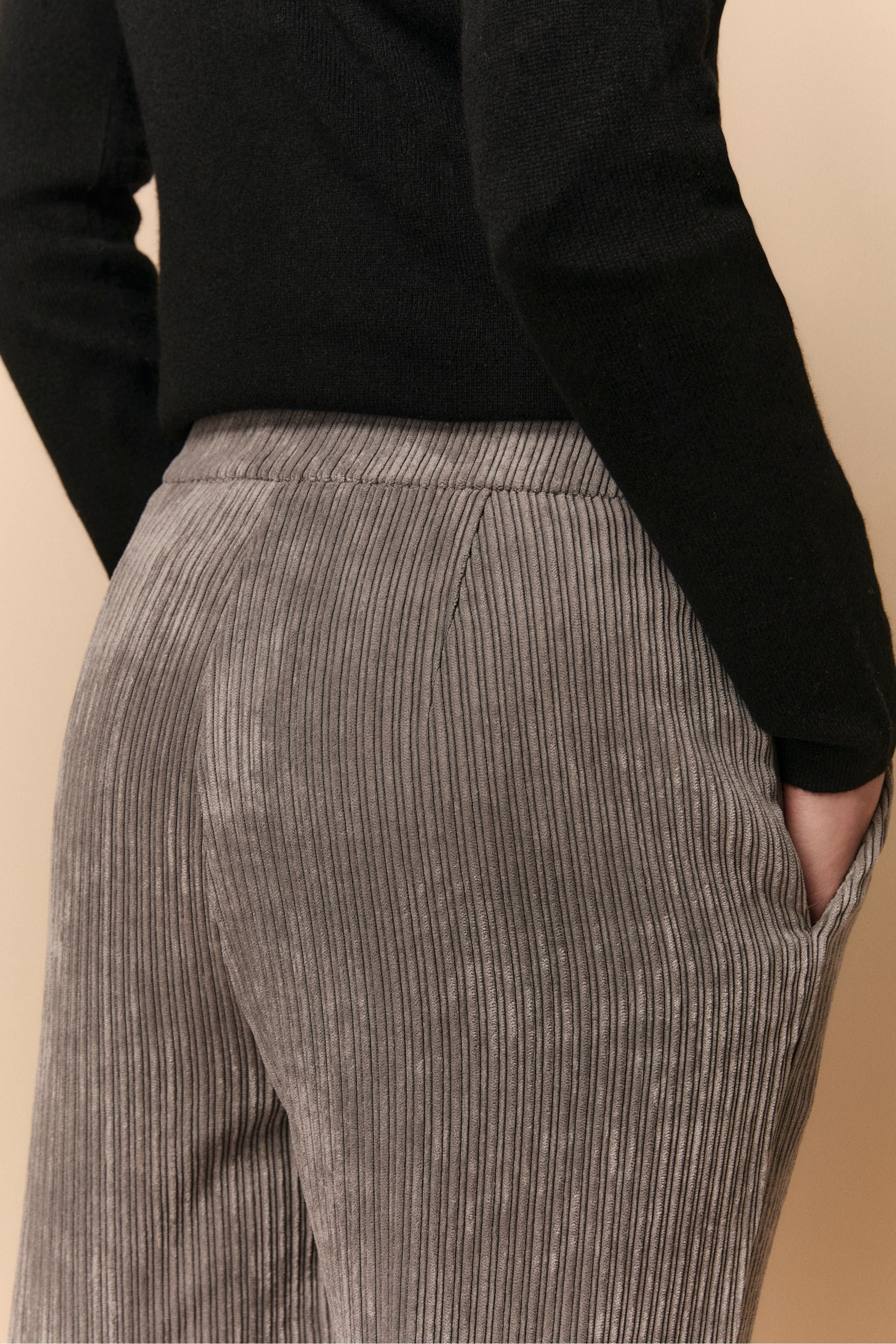 Pantalon Évasé en Velours - GRIS