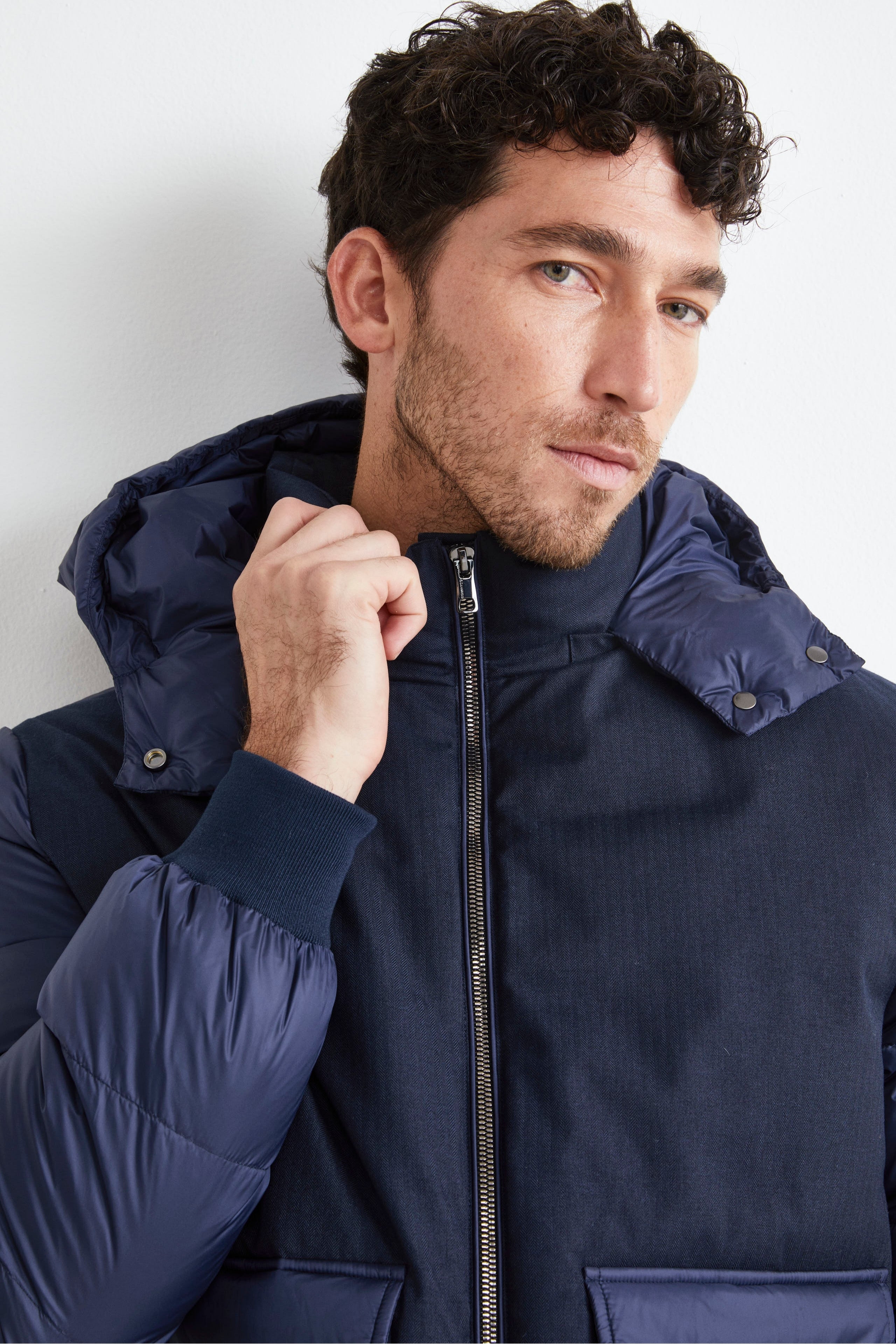 Quilted Jacket with Hood - BLUE