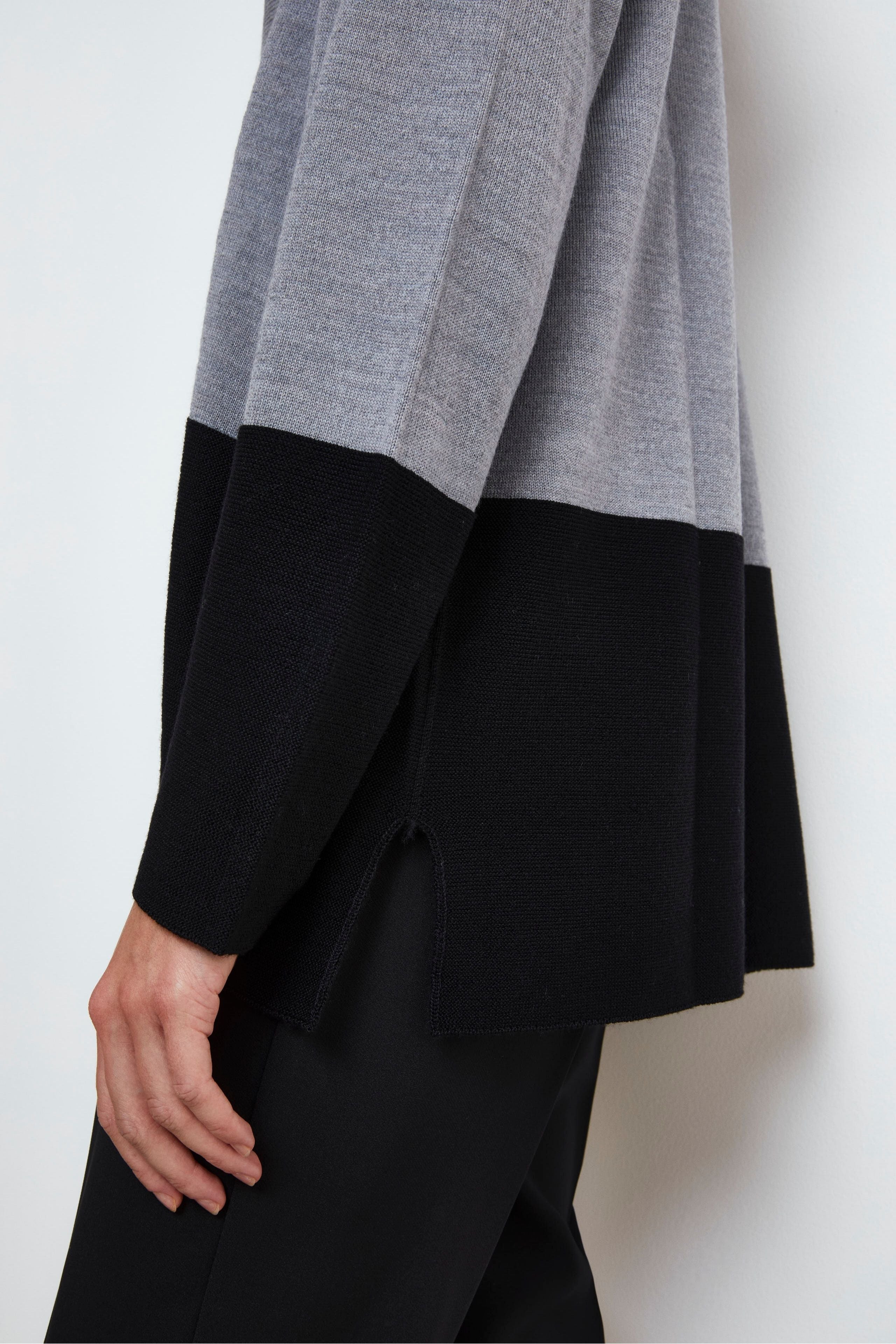 Open Merino Wool Cardigan - GREY