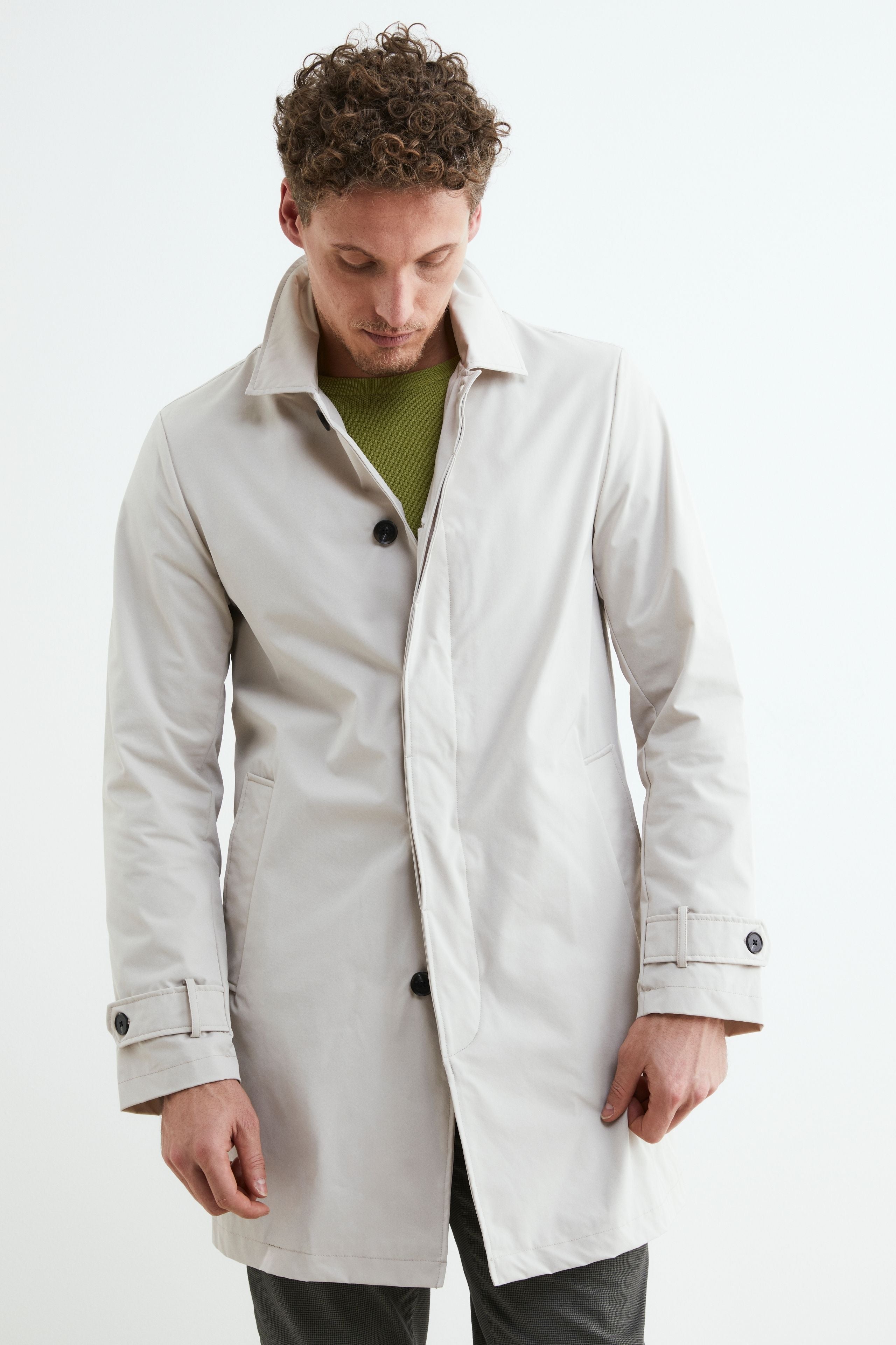 Elegant single-breasted raincoat - Ivory