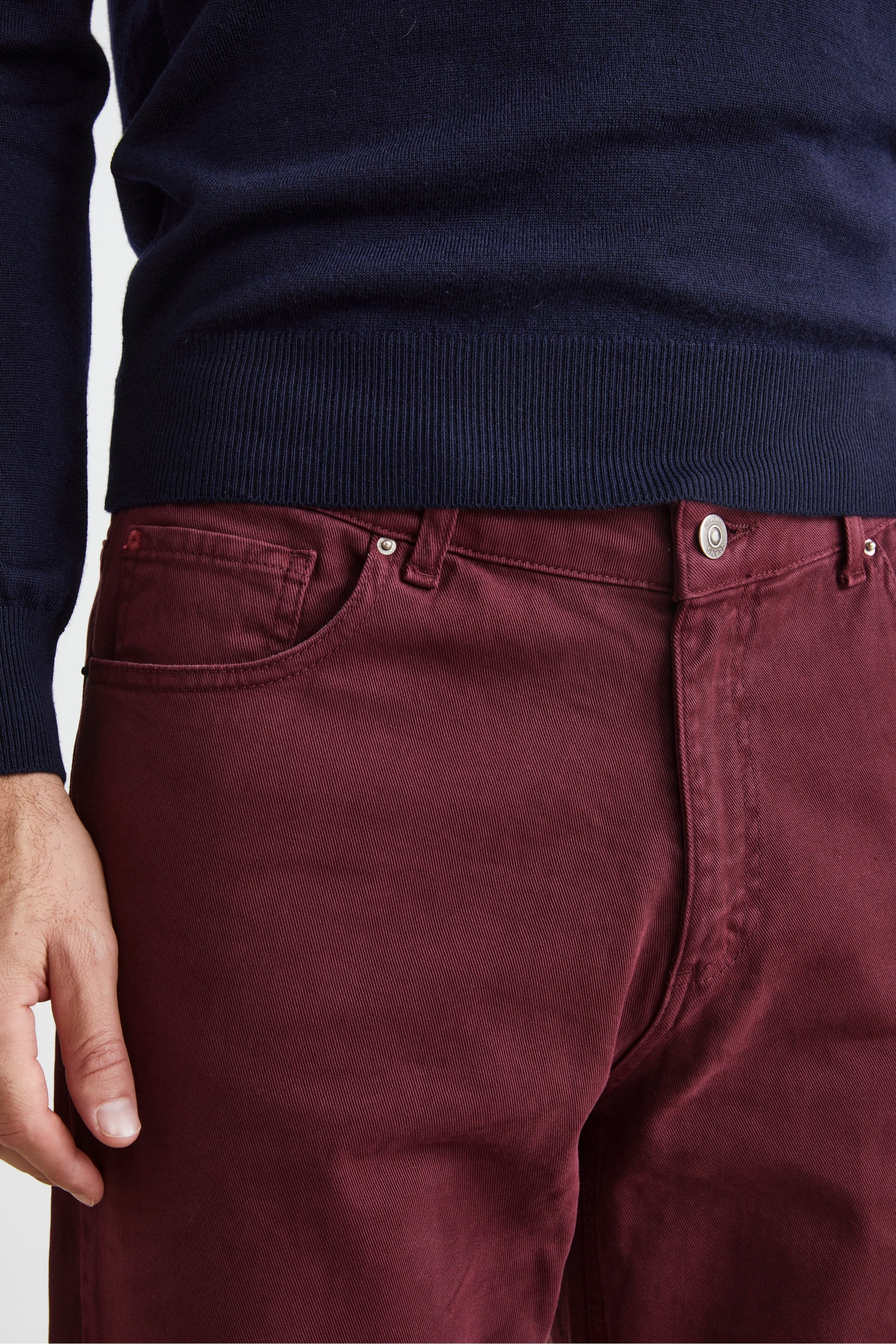 Regular Fit Five-Pocket Pants - Burgundy