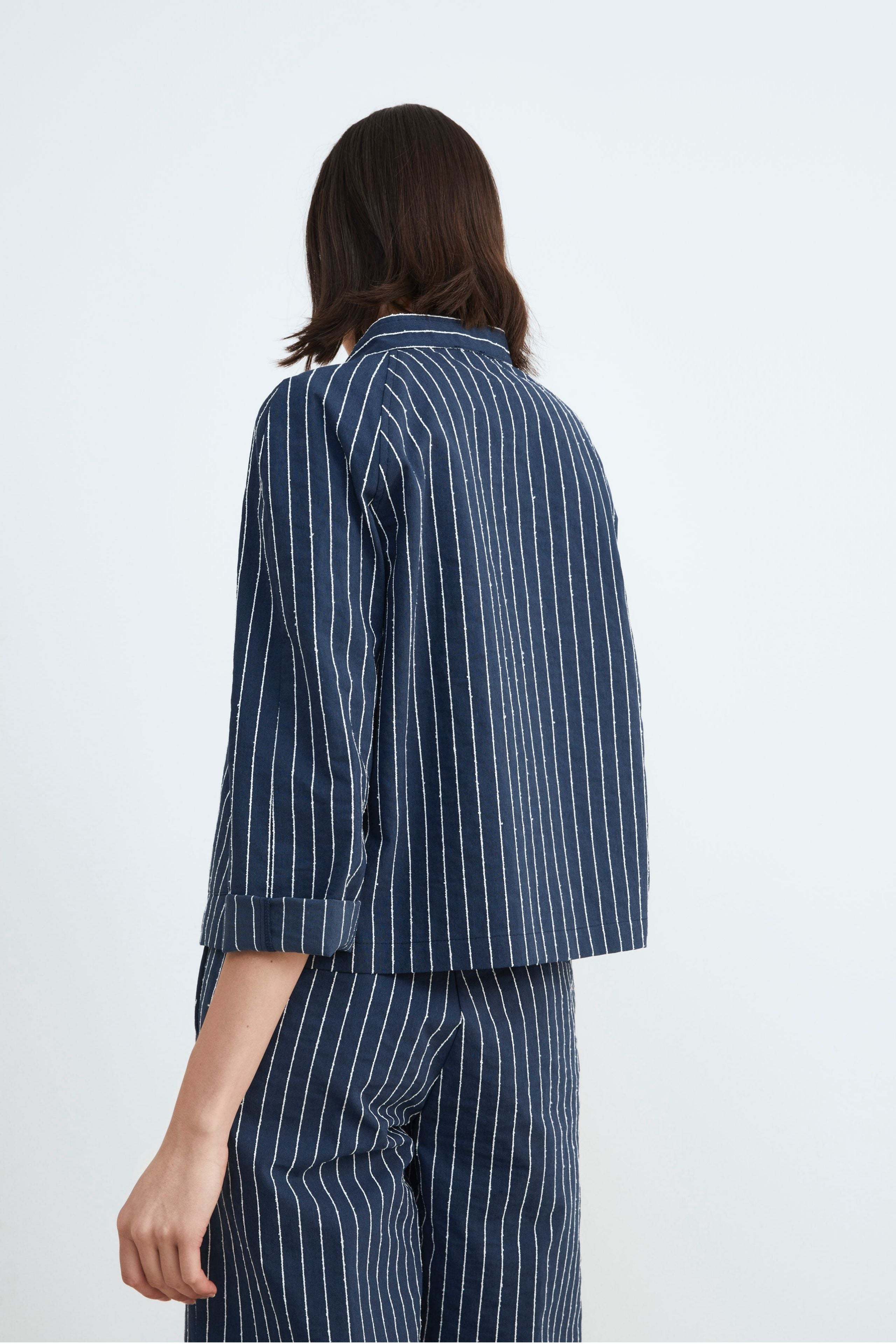 Women’s pinstripe jacket - BLUE/BEIGE STRIPED