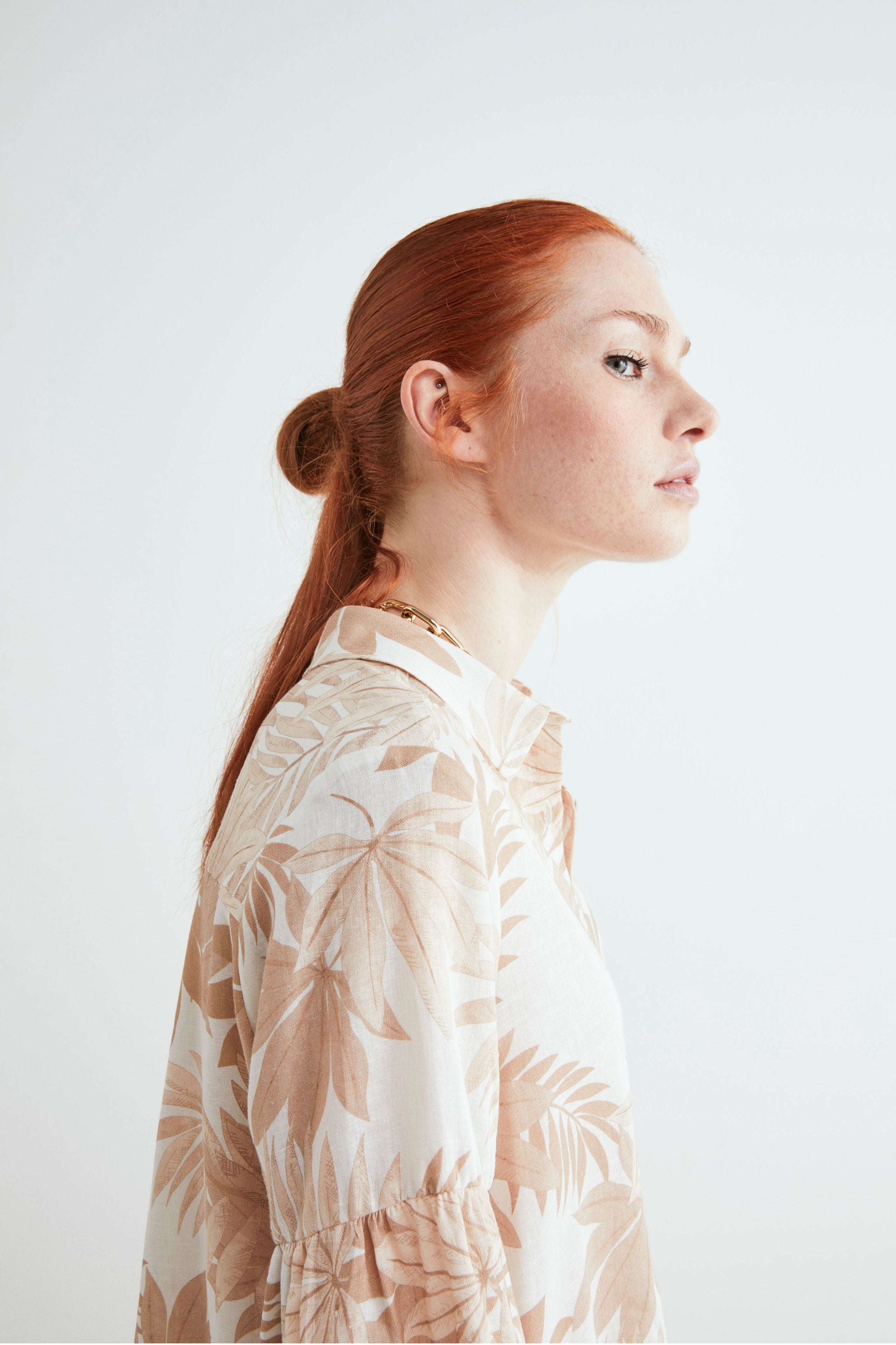 Soft linen shirt - Beige pattern