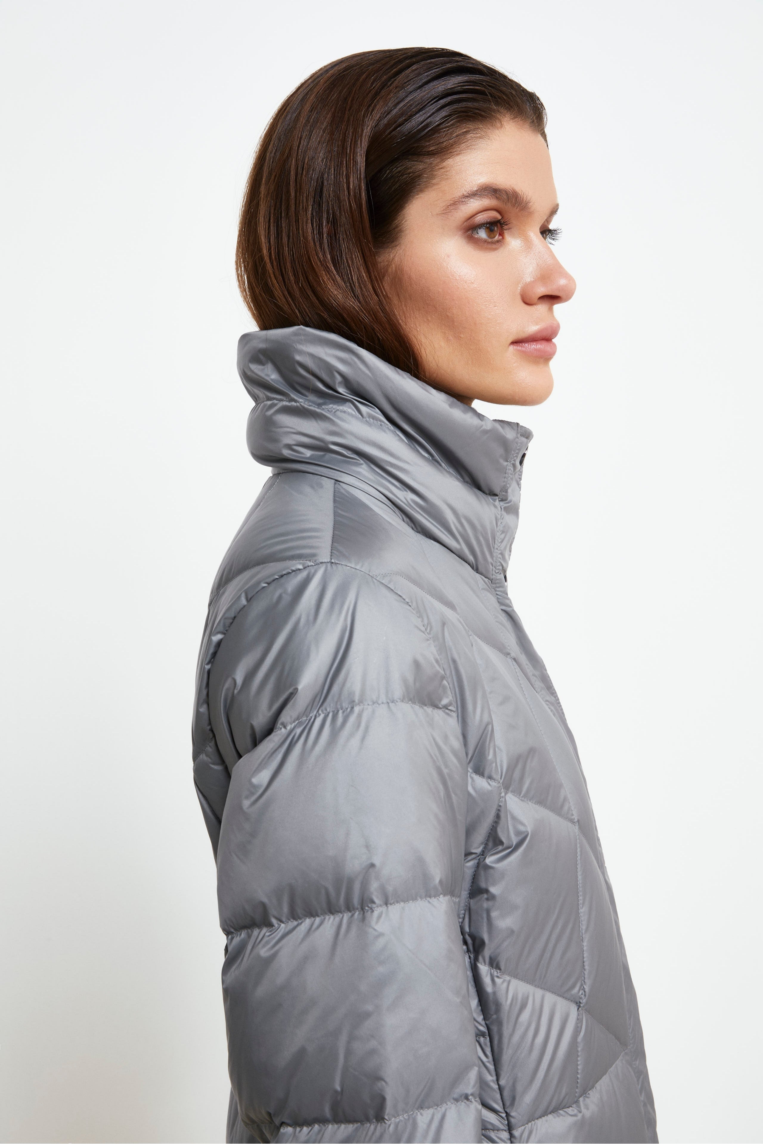 Midi-Jacke mit Gürtel - GRAU