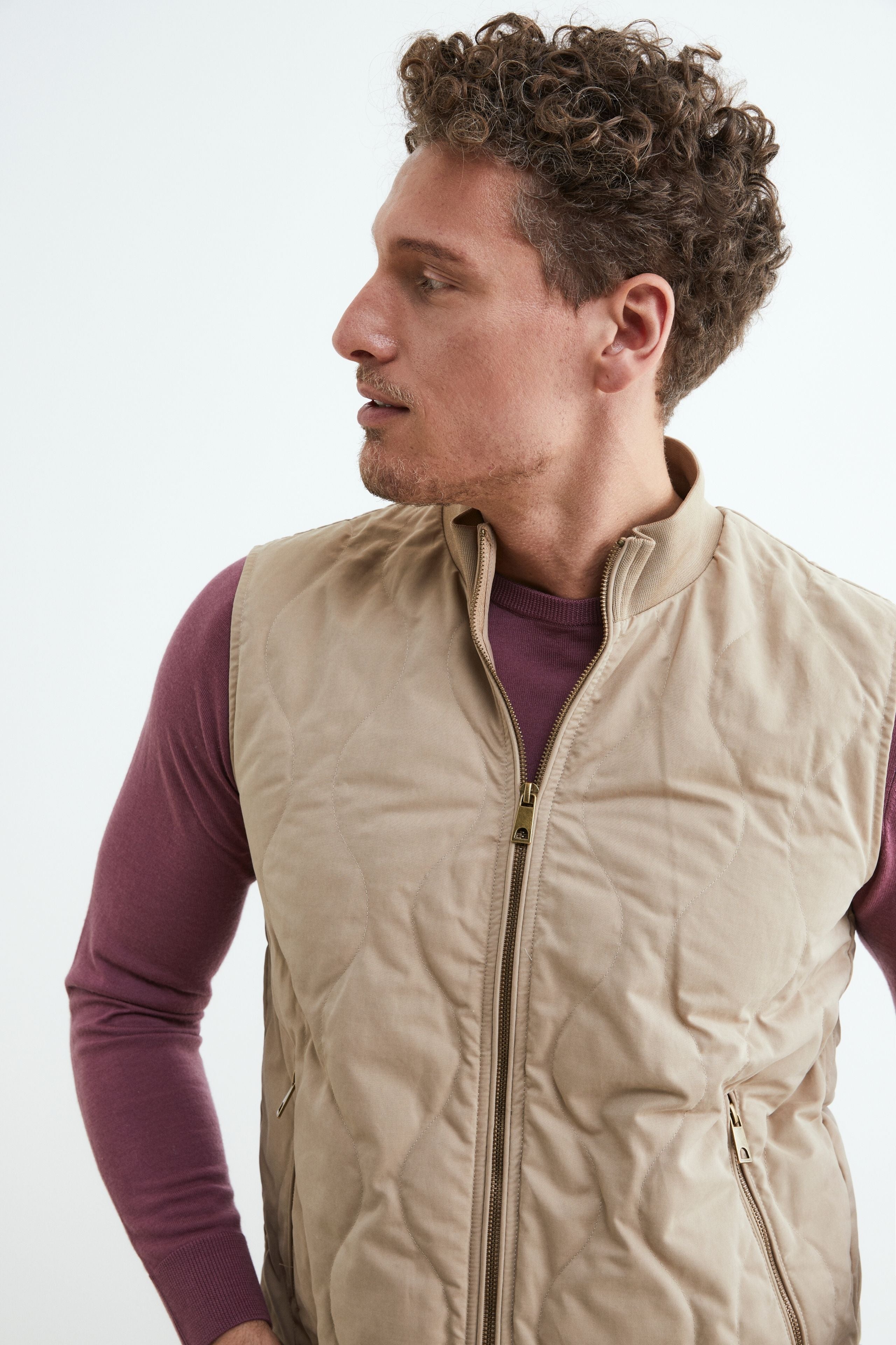 Quilted vest for men - CAMEL