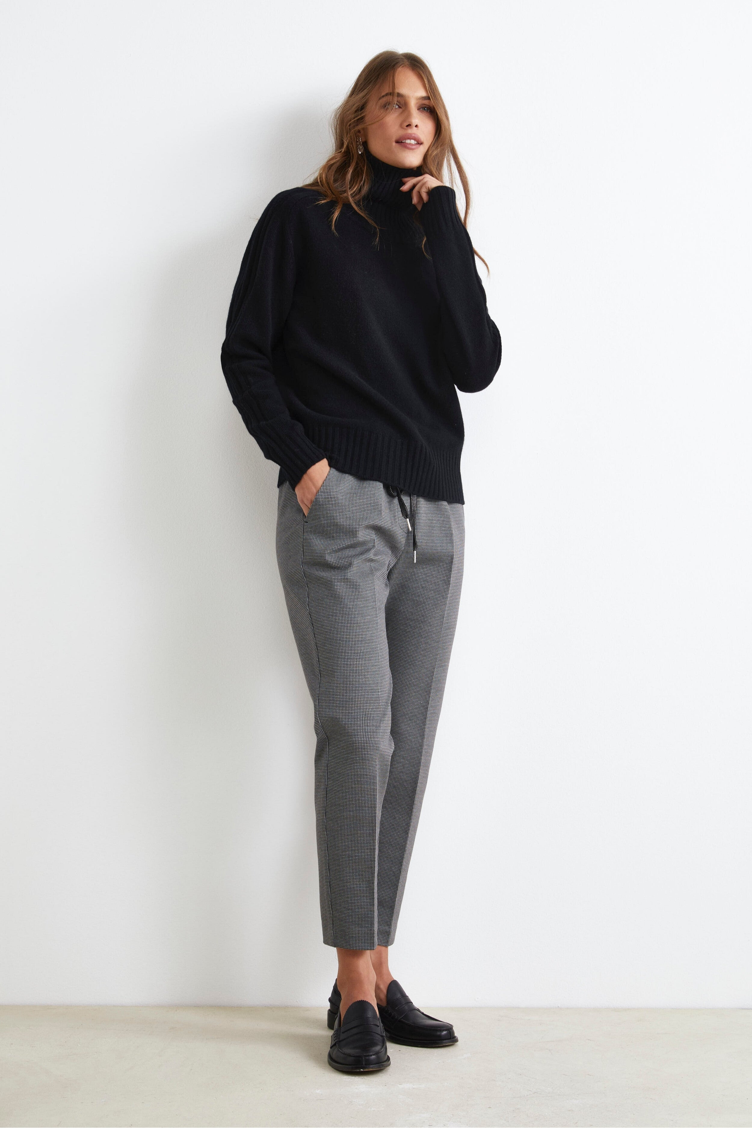 Cigarette Pants with Drawstring - P-Poule Grey