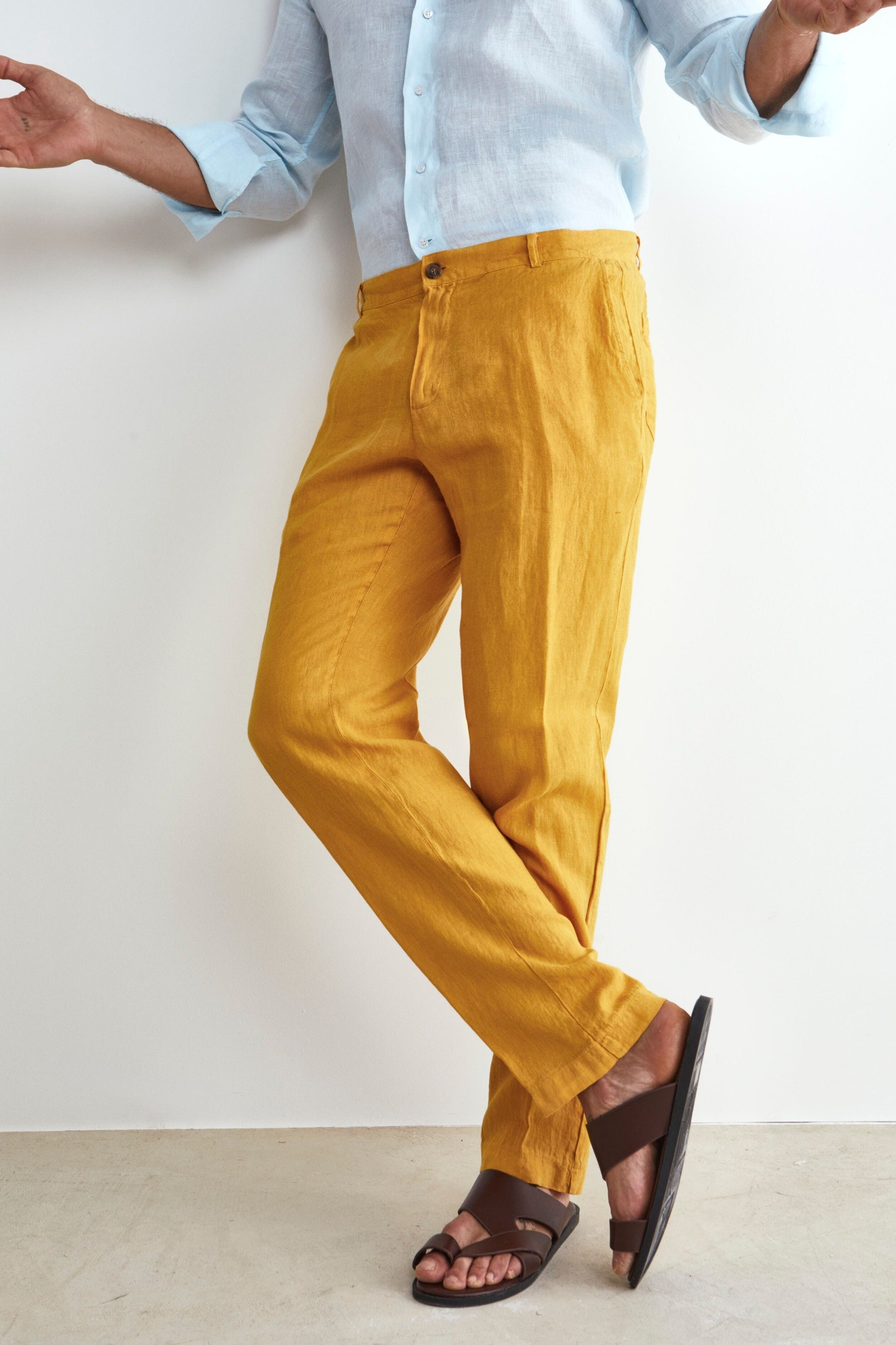 Linen Trousers - YELLOW