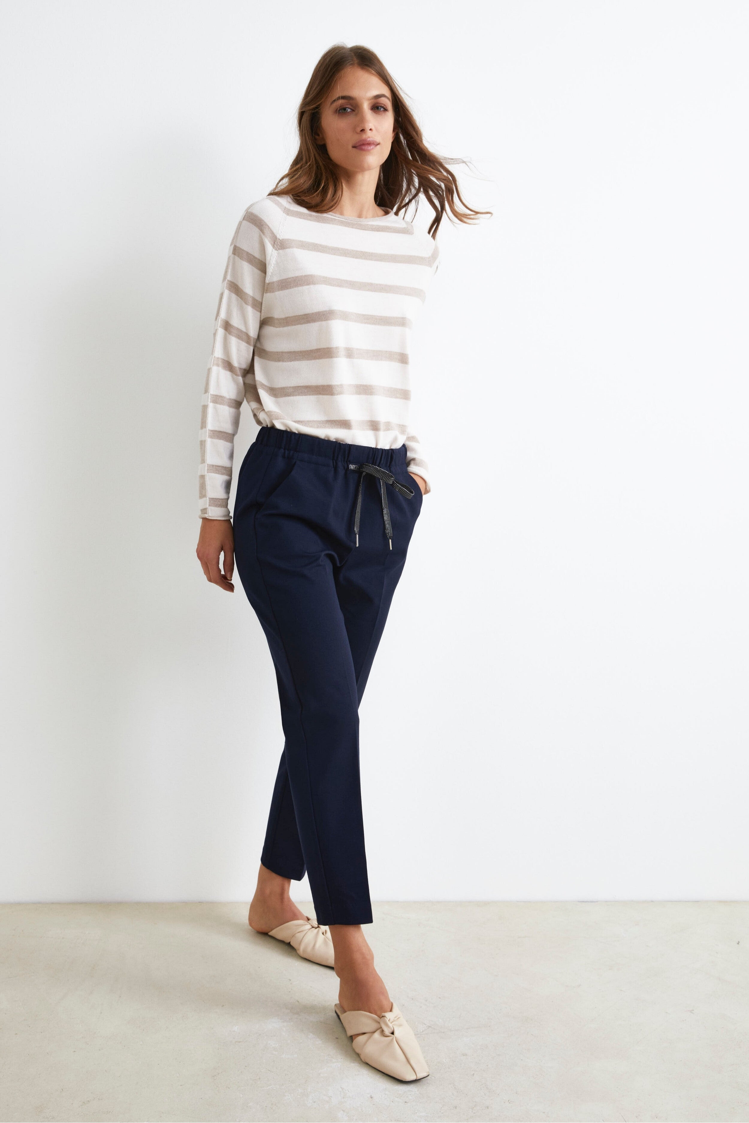 Drawstring Pants with America Pockets - BLUE