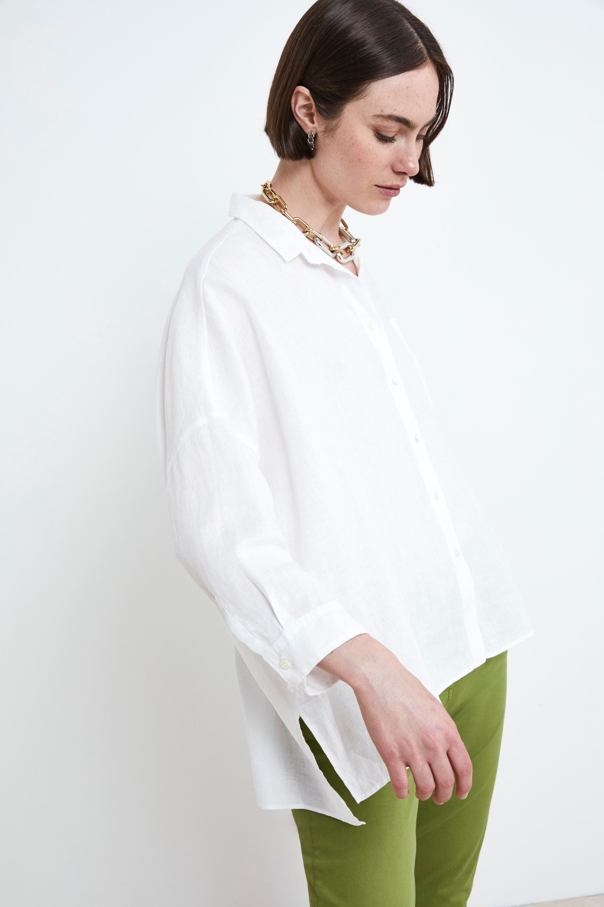 Linen Over Shirt - WHITE