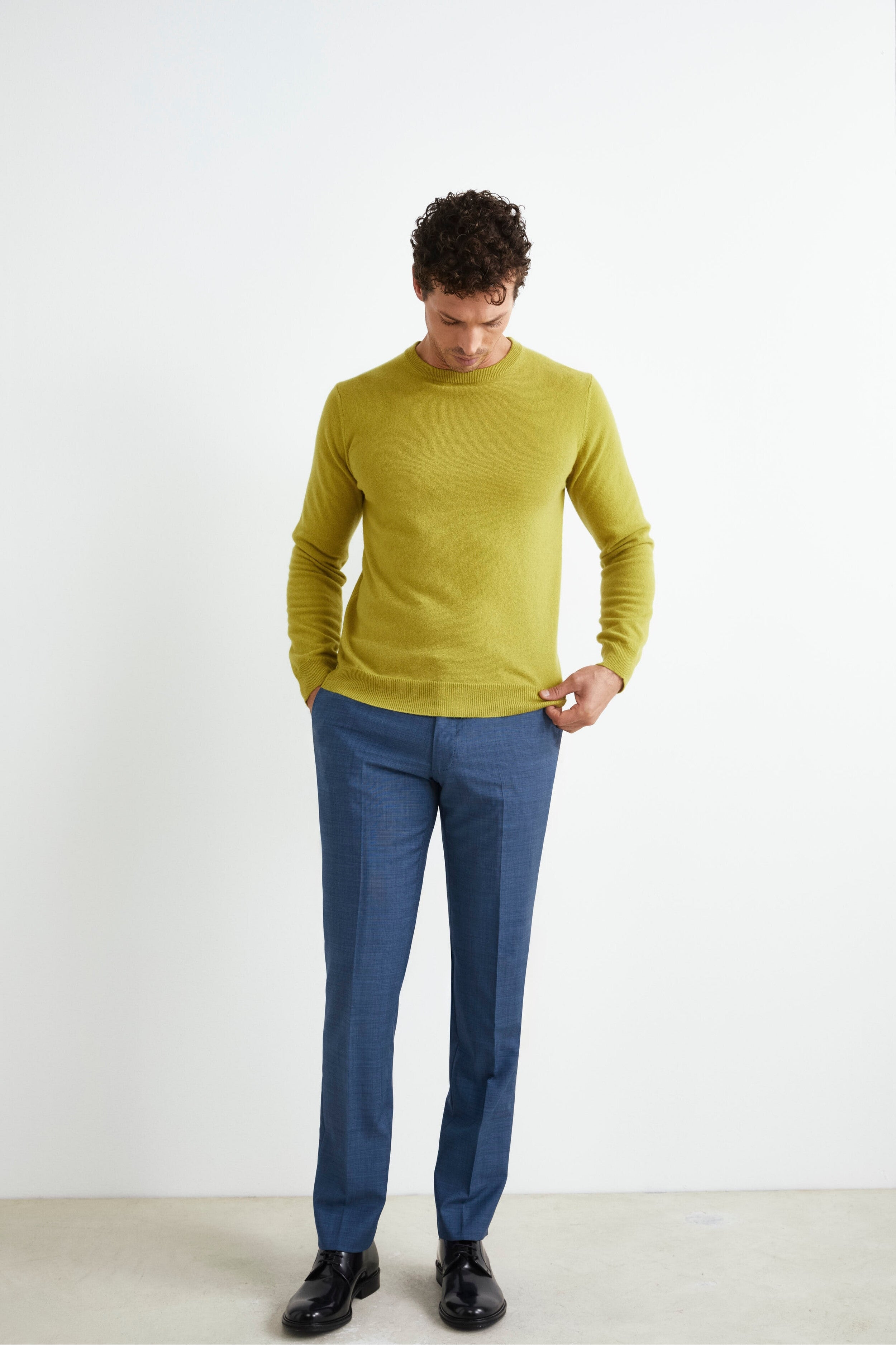 Slim Fit Pants in Wool - Air force blue