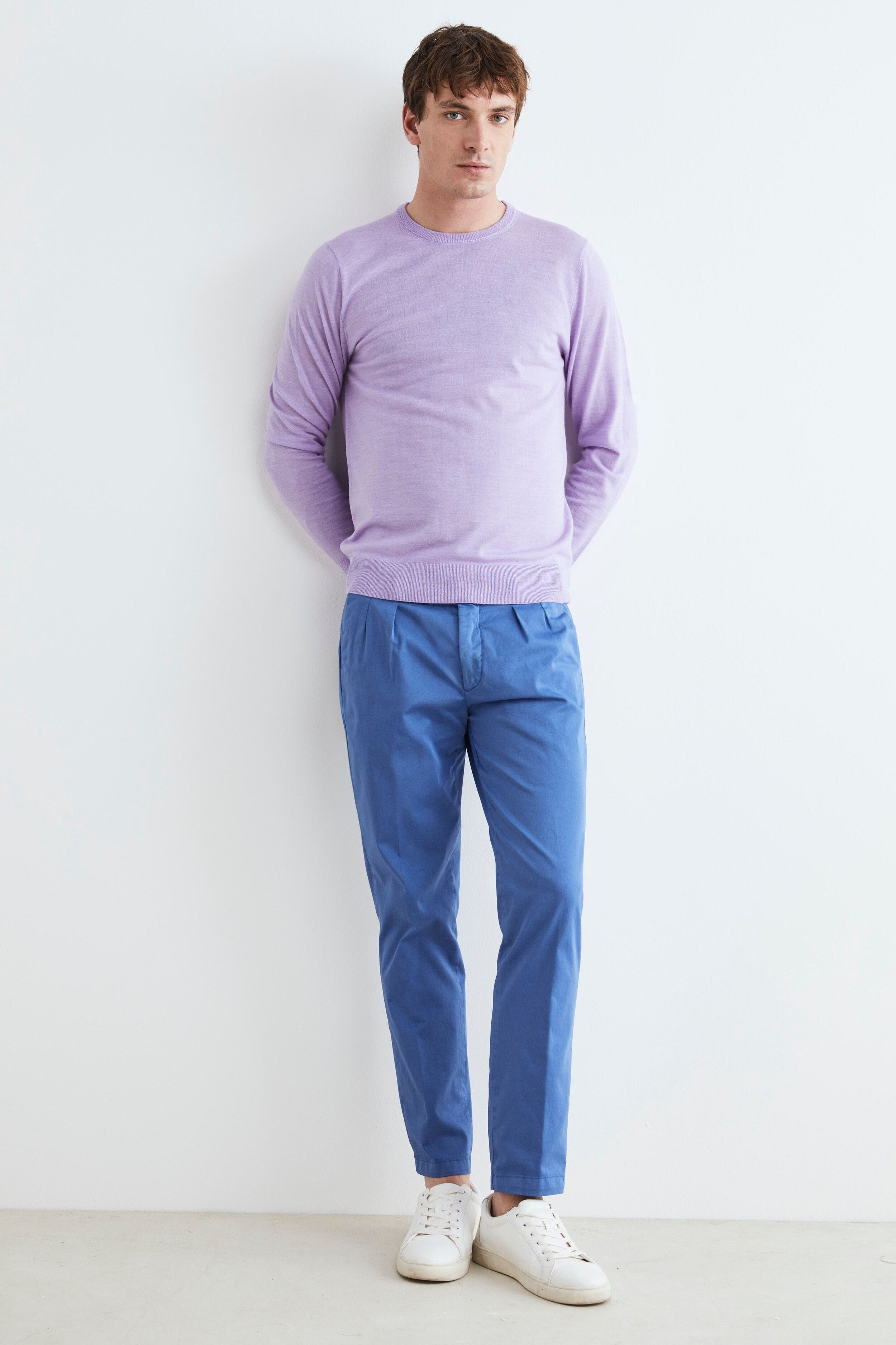 Slim trousers with pleats - Royal blue