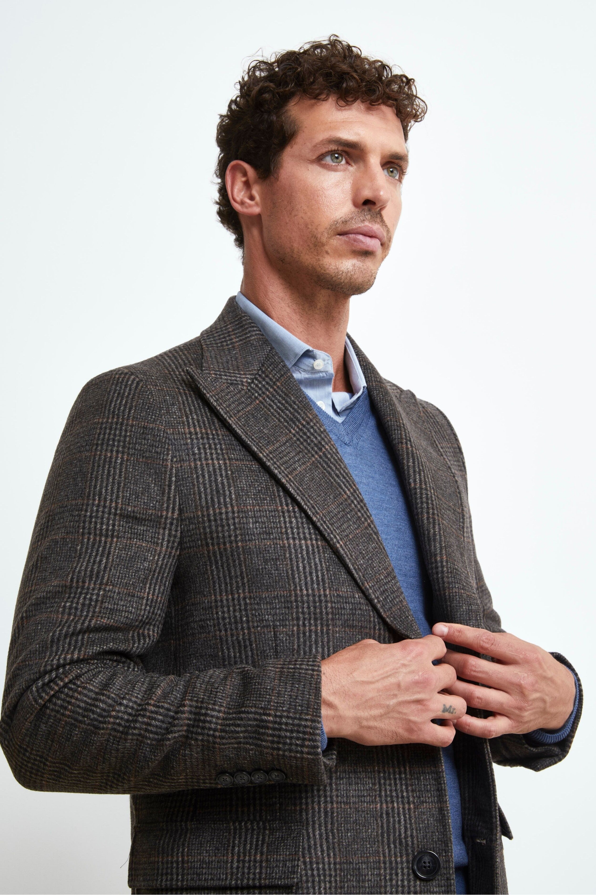 Check Wool and Cashmere Coat - Brown check