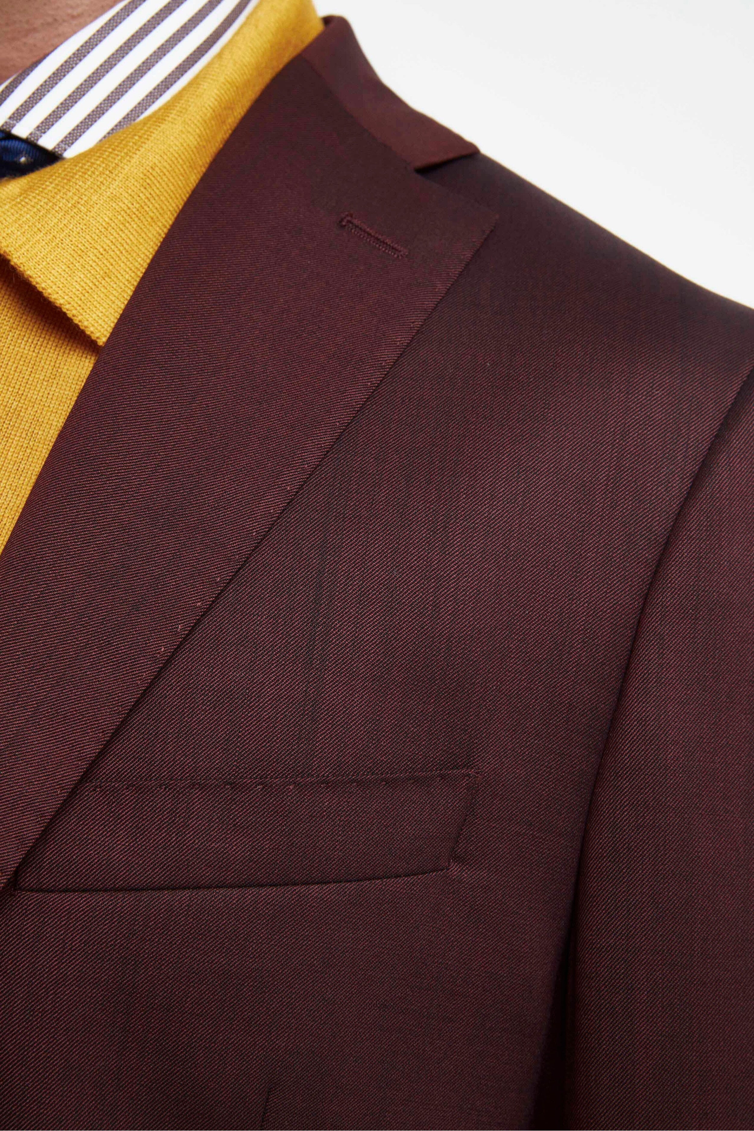 Colored Single-Breasted Slim Fit Suit - Burgundy