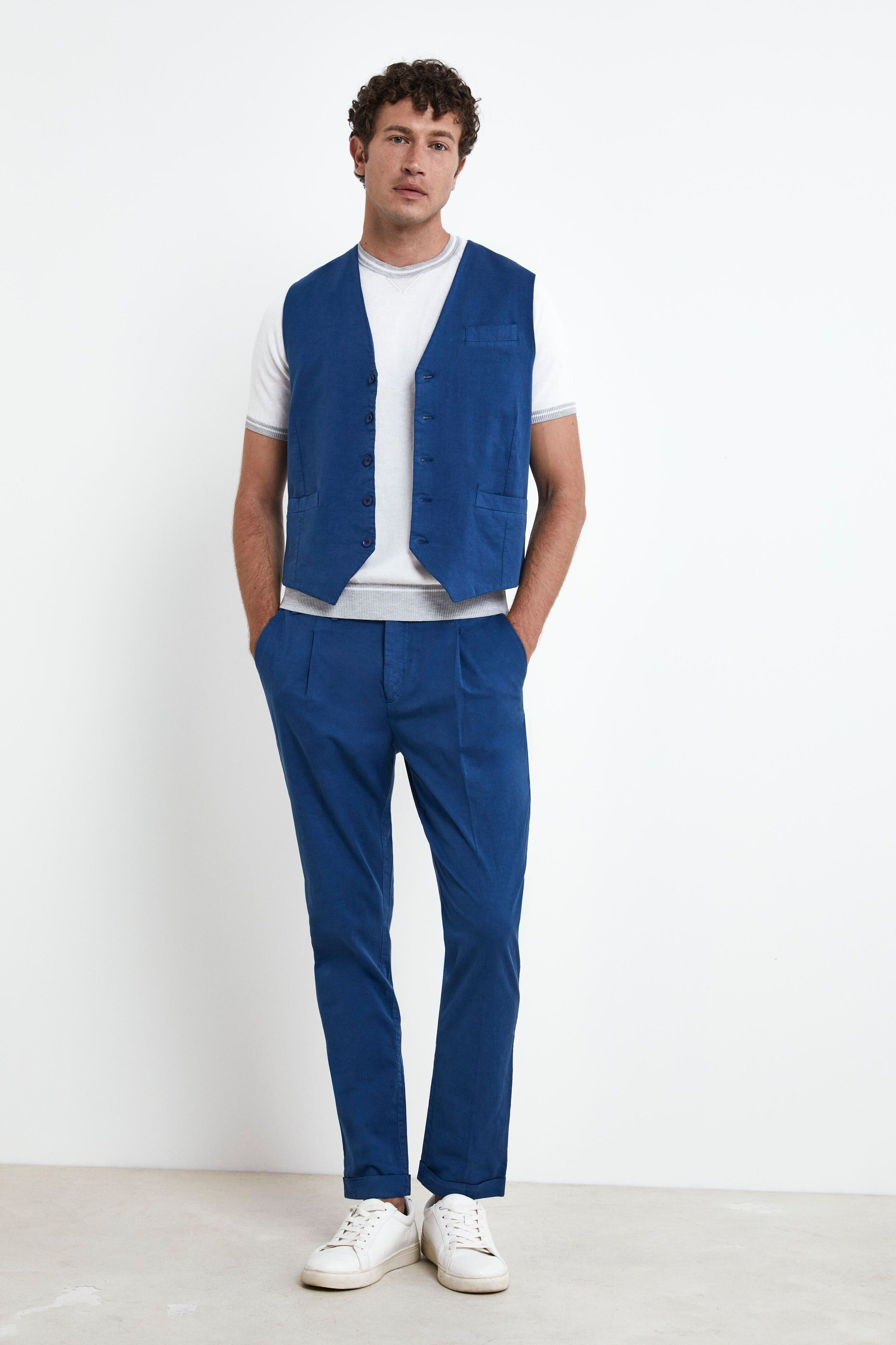 Pantalon slim en coton - Bleu royal