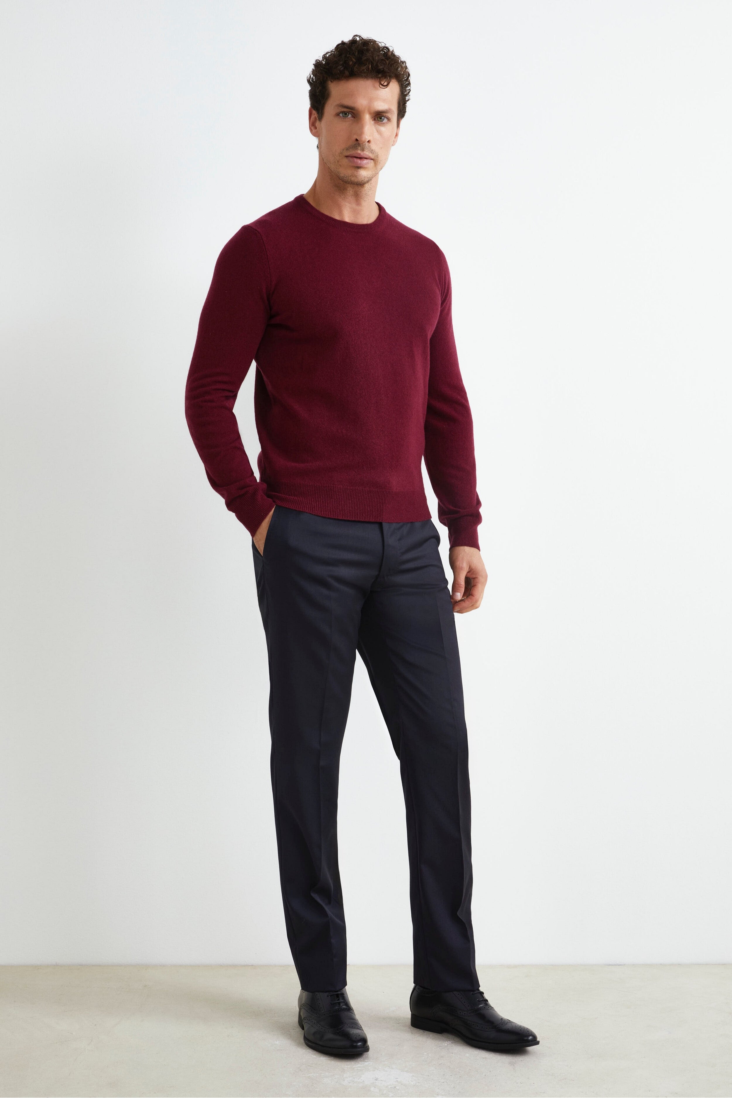 Pantalon Slim Fit en Laine - BLEU