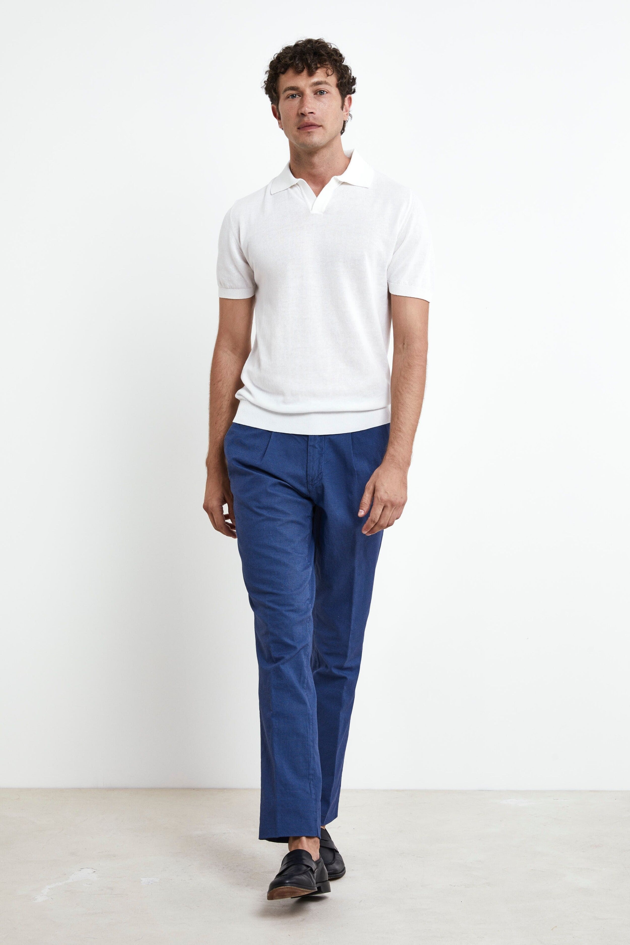 Pantalon en coton à motifs - Bleu moyen