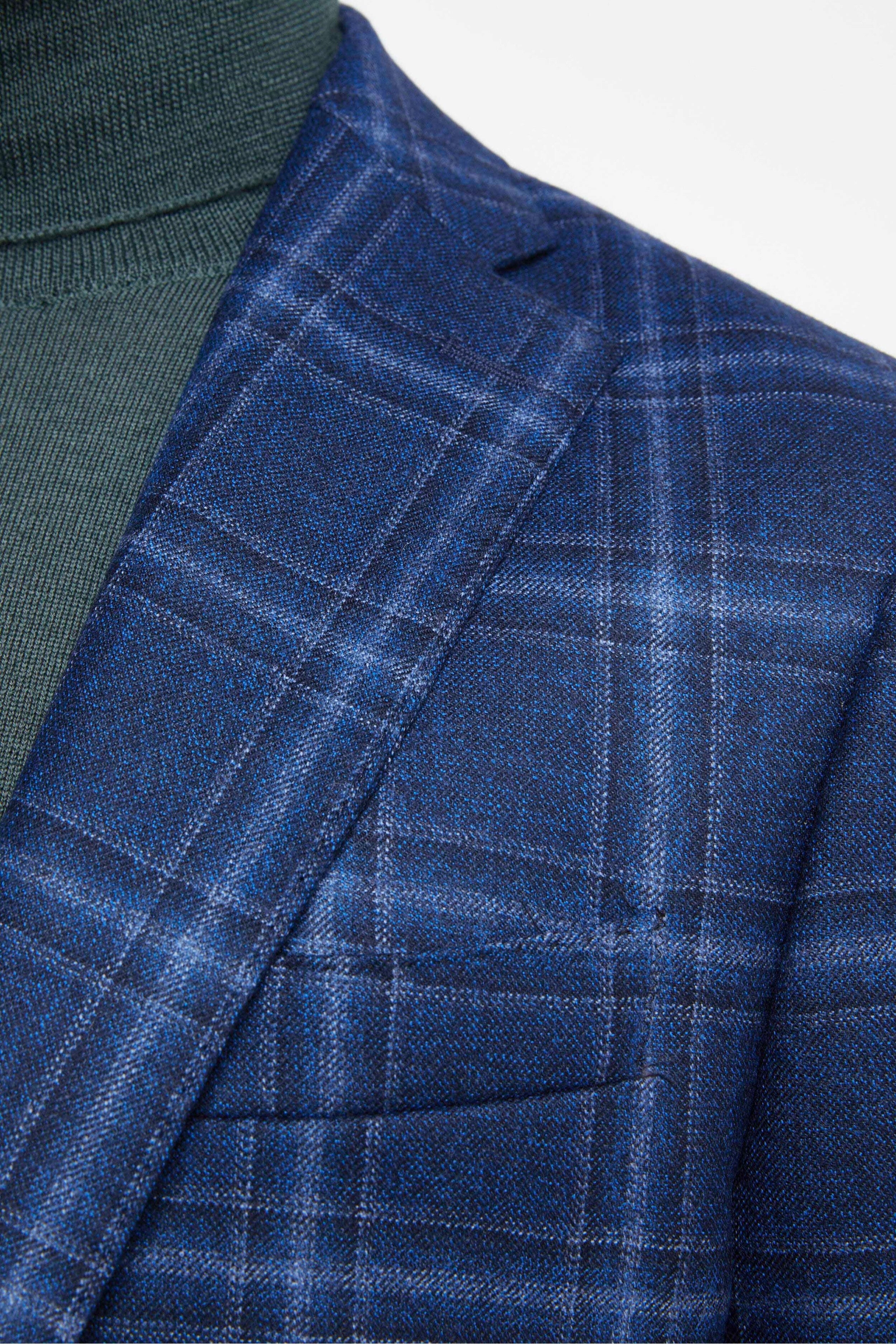 Elegant Wool Jacket - Blue check