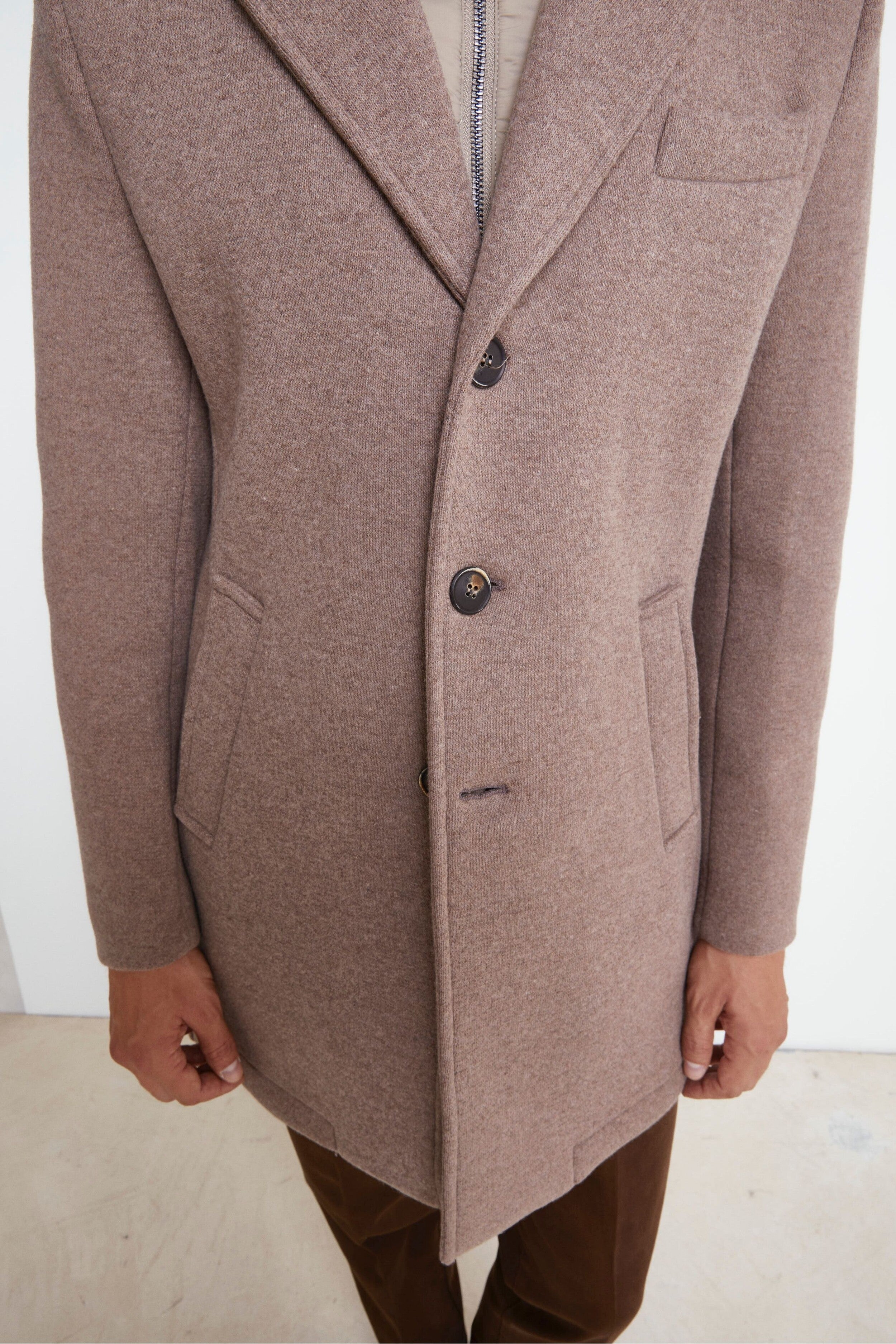 Manteau avec capuche en mélange de laine - gris