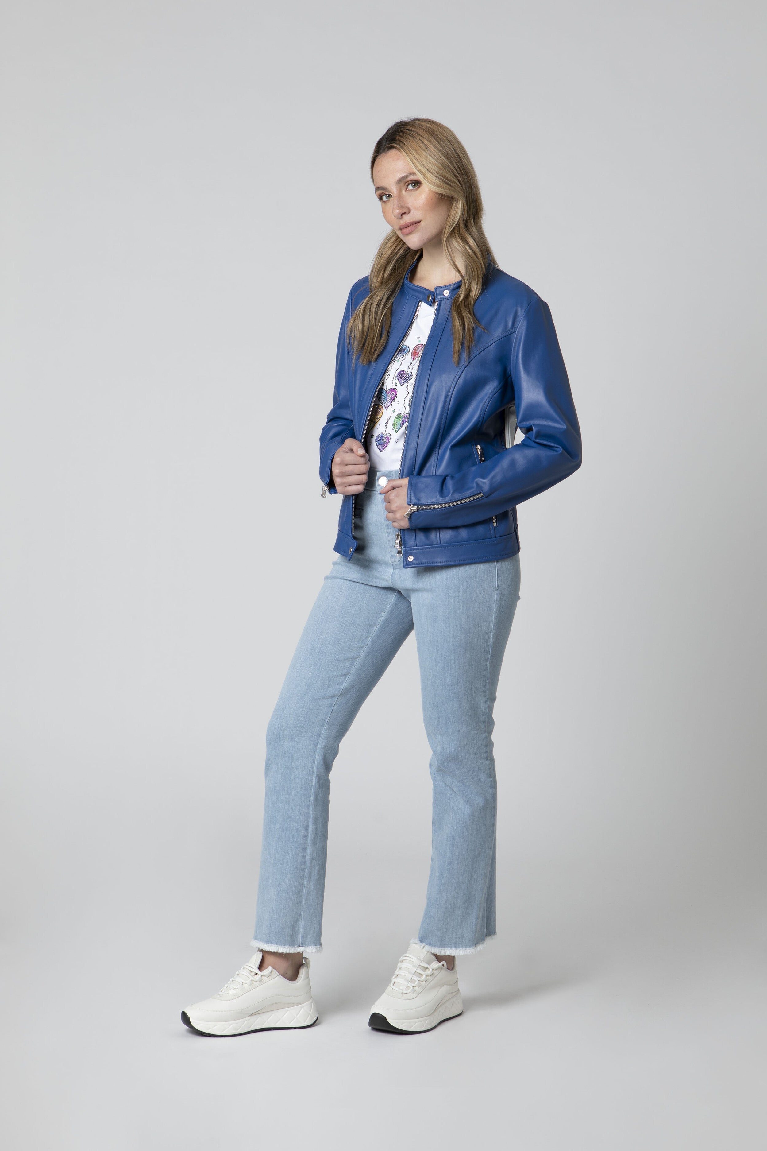 Woman’s leather jacket - Royal blue