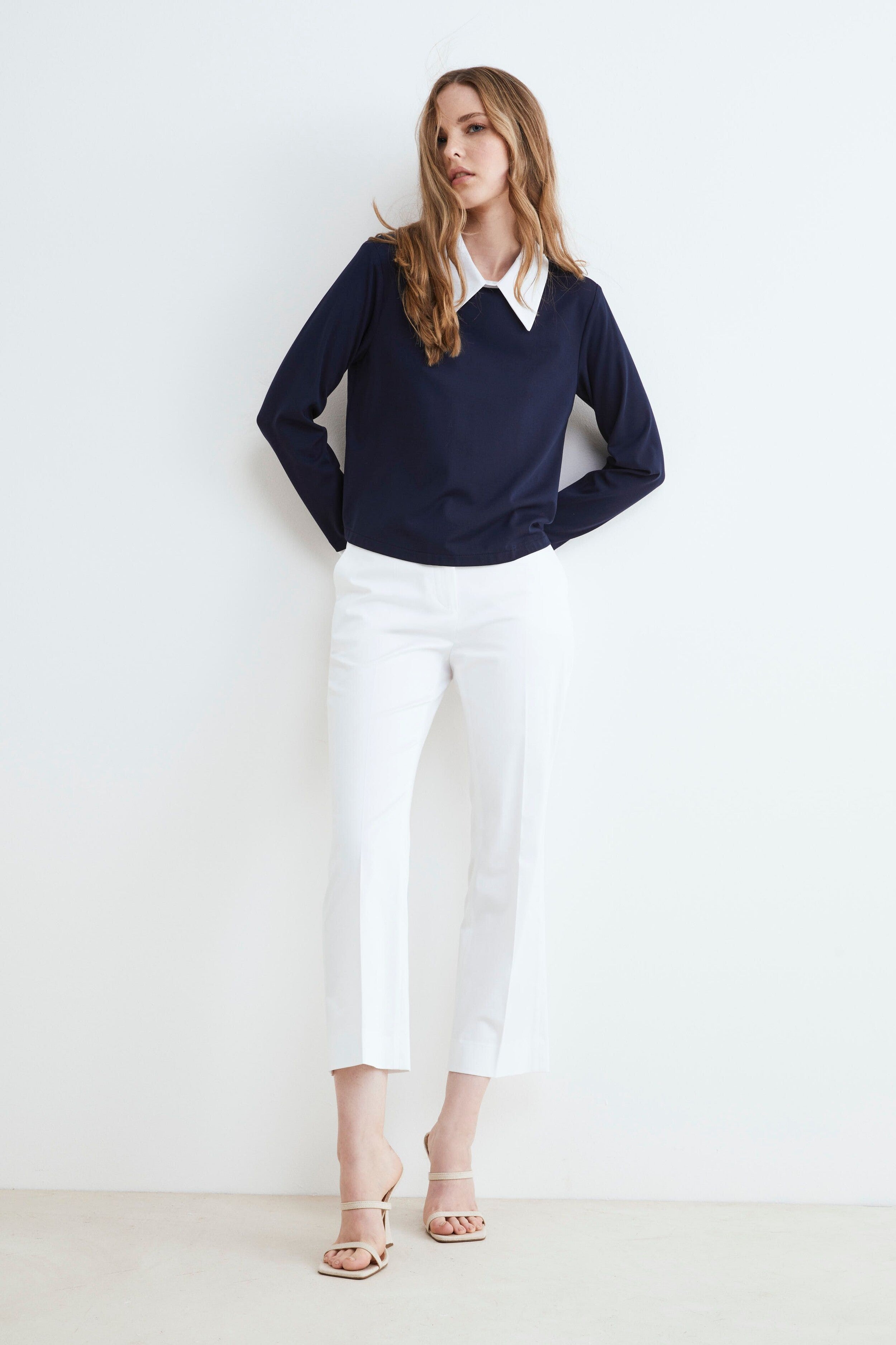 Pantalon mi-flare en coton - OPTIQUE BLANC