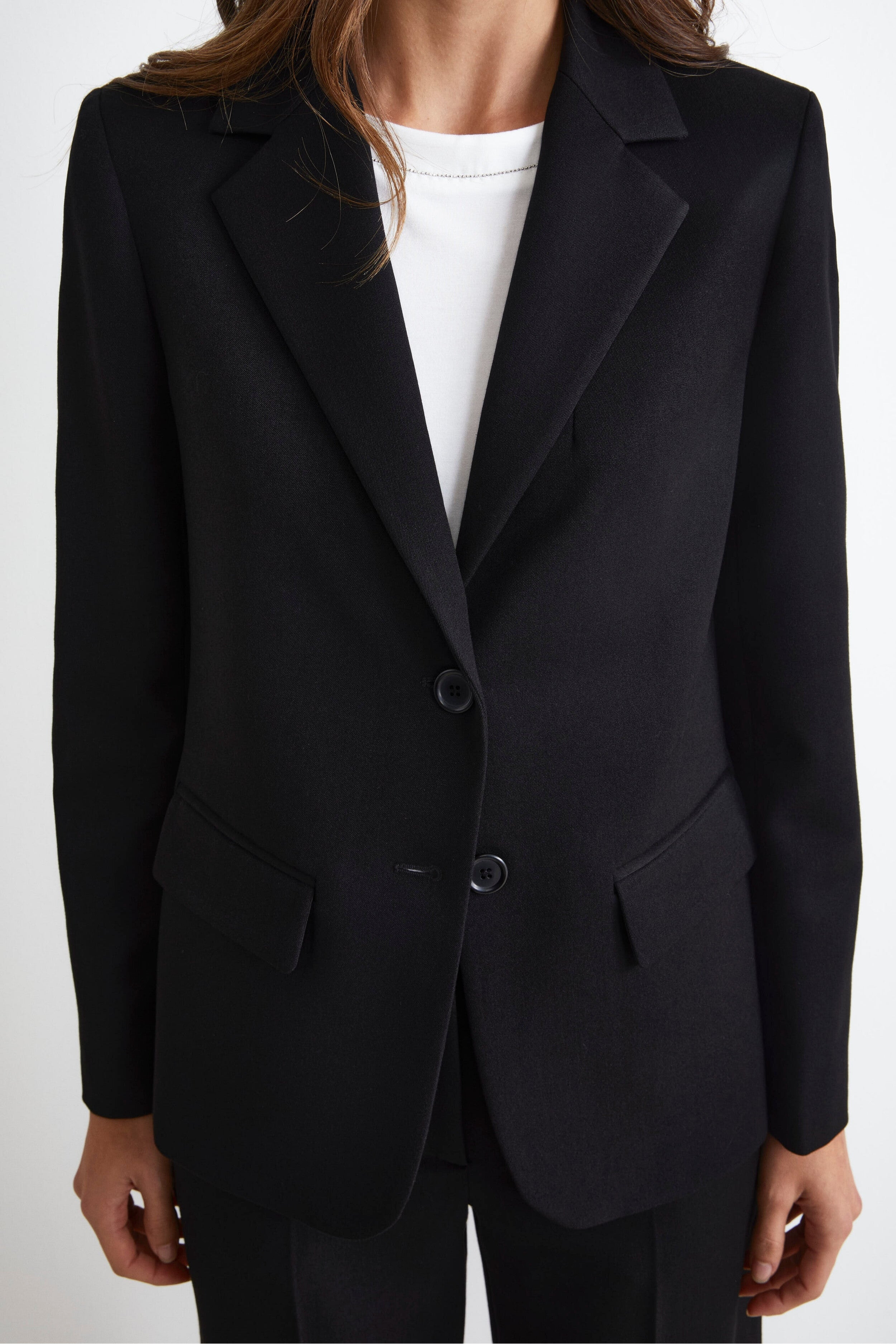 Elegant Single-Breasted Blazer - BLACK