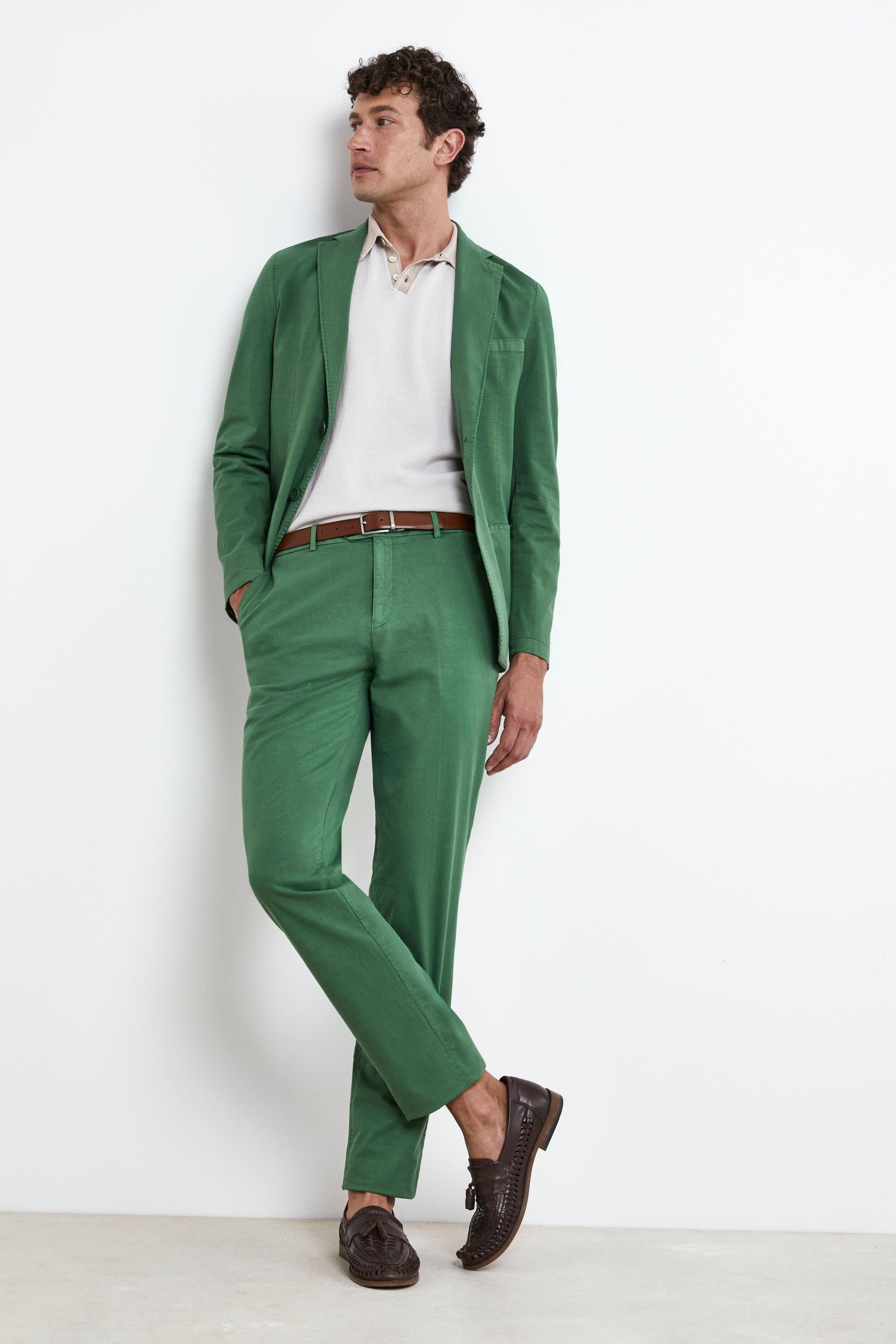 Pantalon en coton structuré - VERT