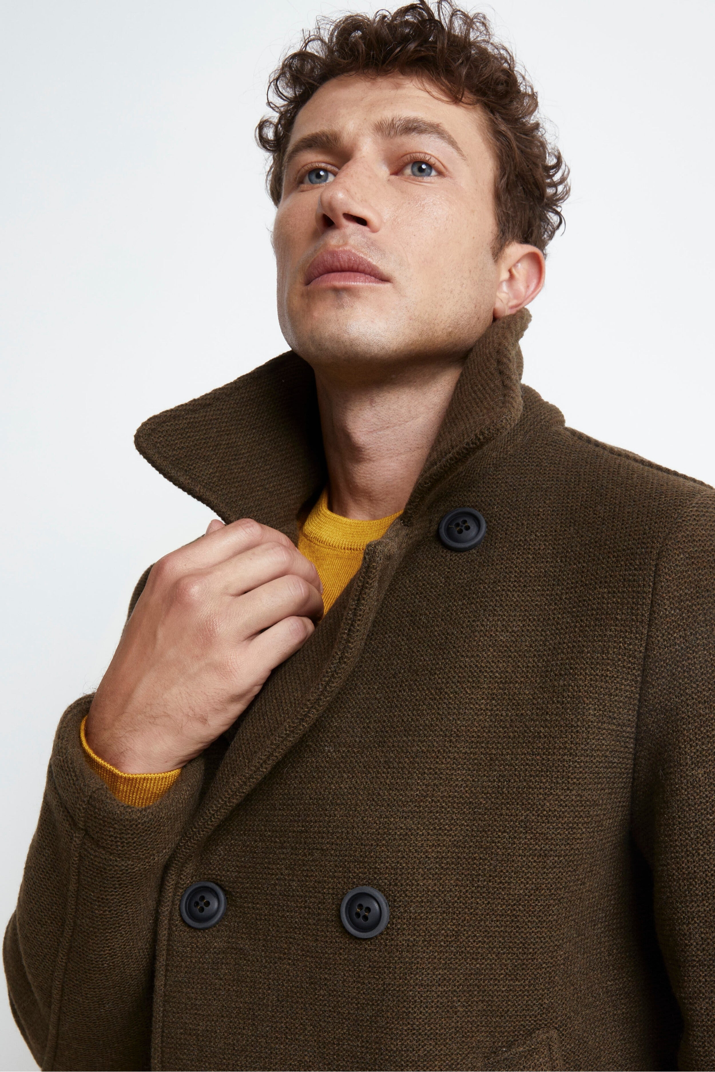 Double-breasted peacoat coat - brown