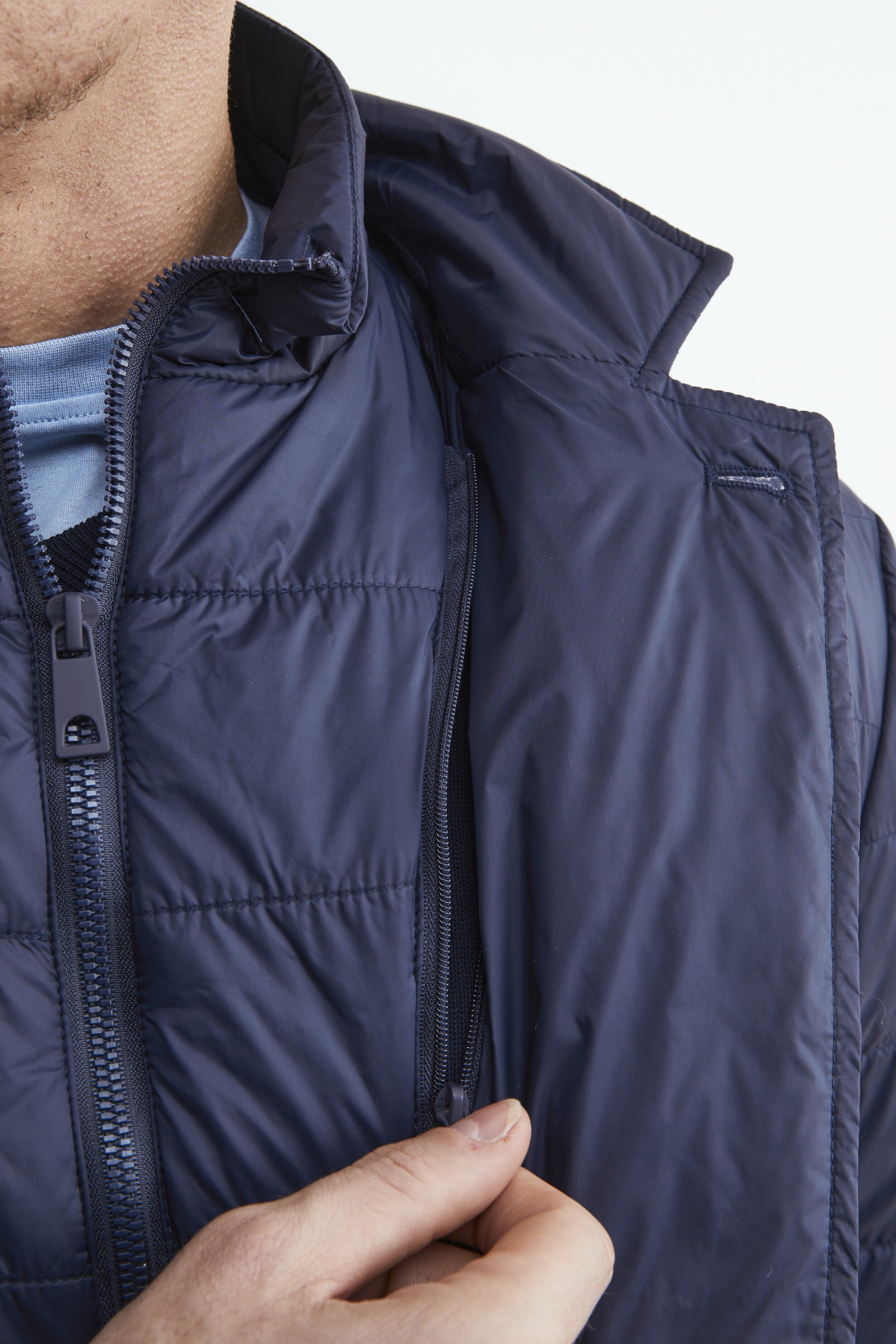 Leichte Daunenjacke mit Mieder - BLAU