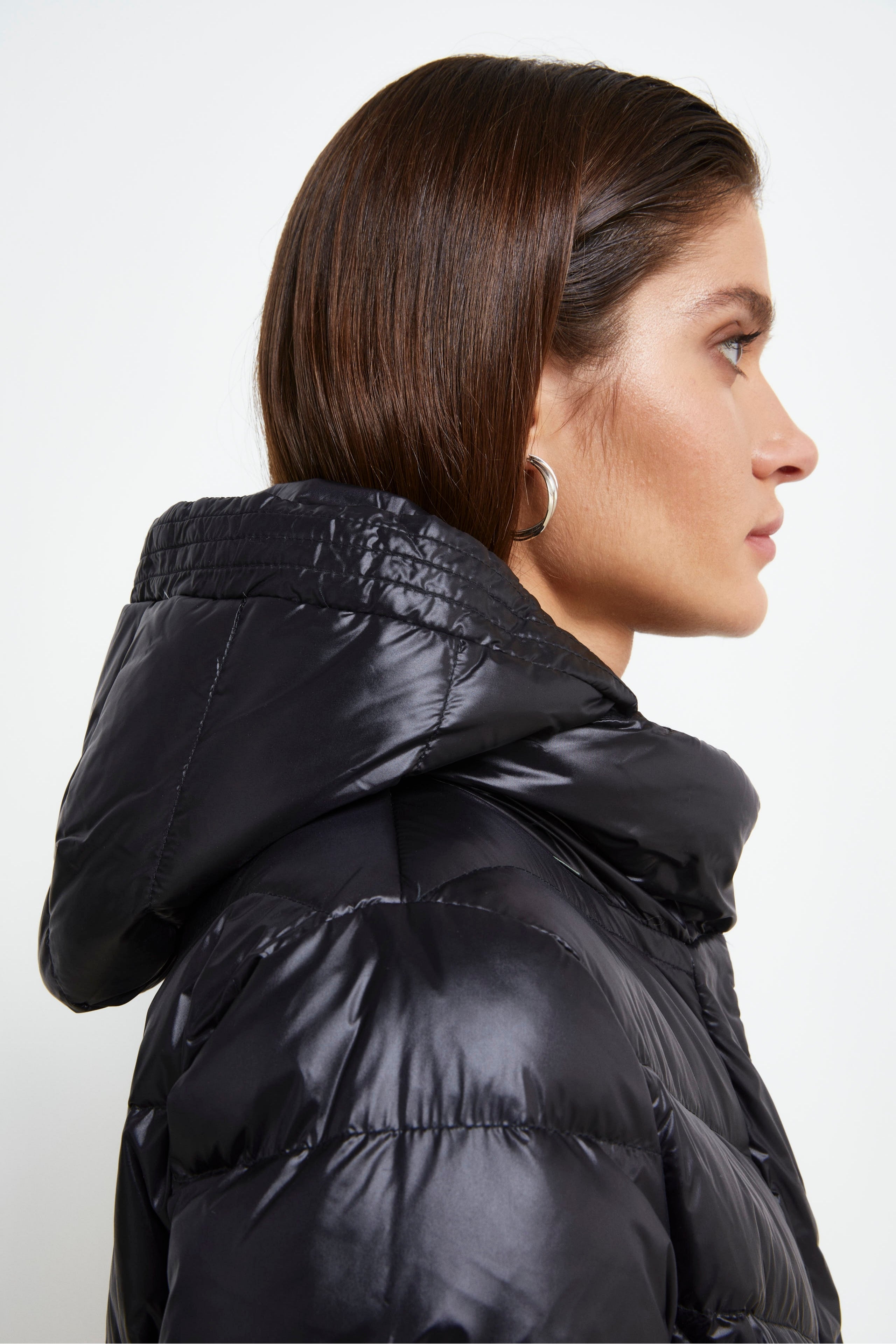 Hooded Down Jacket - BLACK