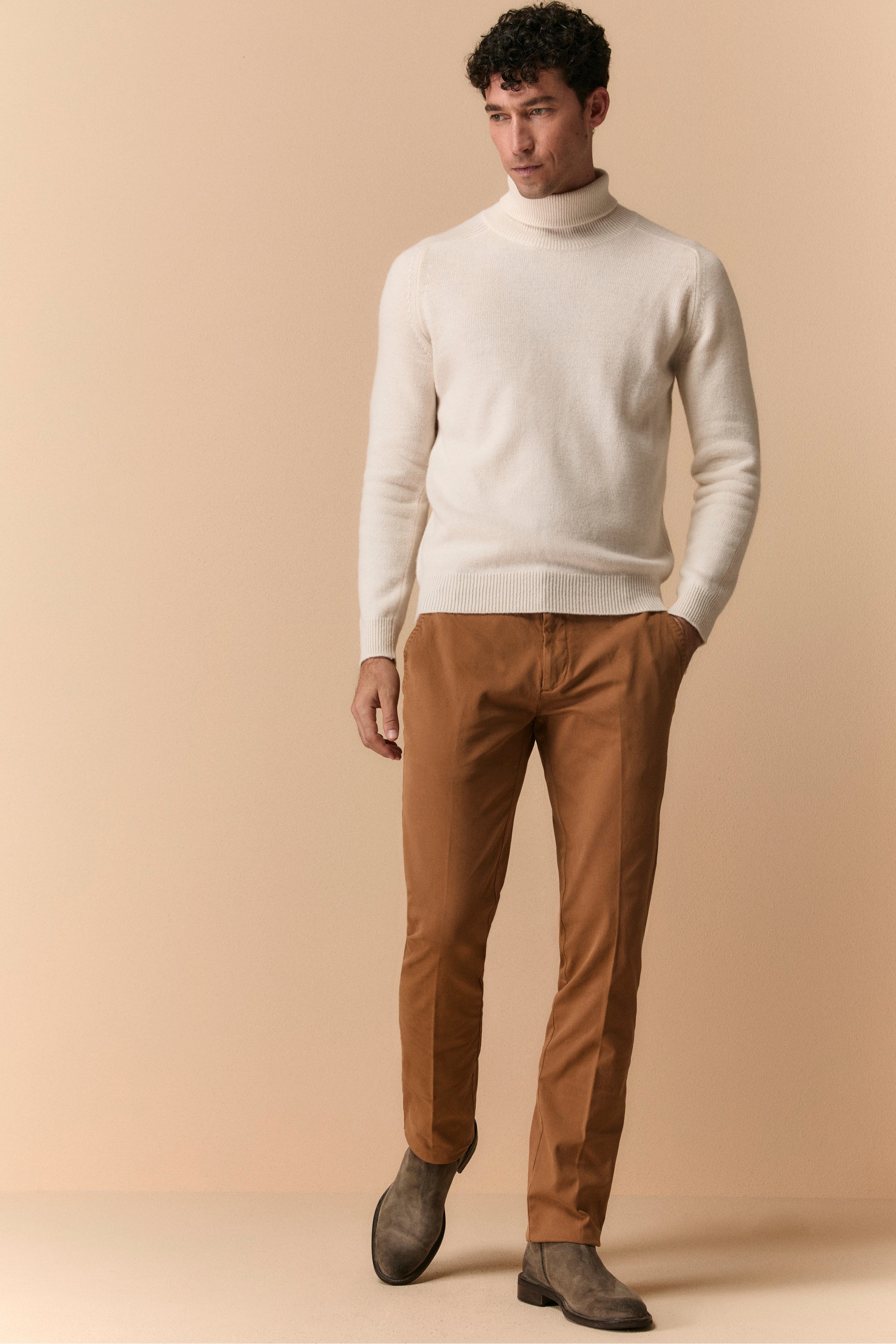 Pantalon Slim Fit en Toile - Ocre