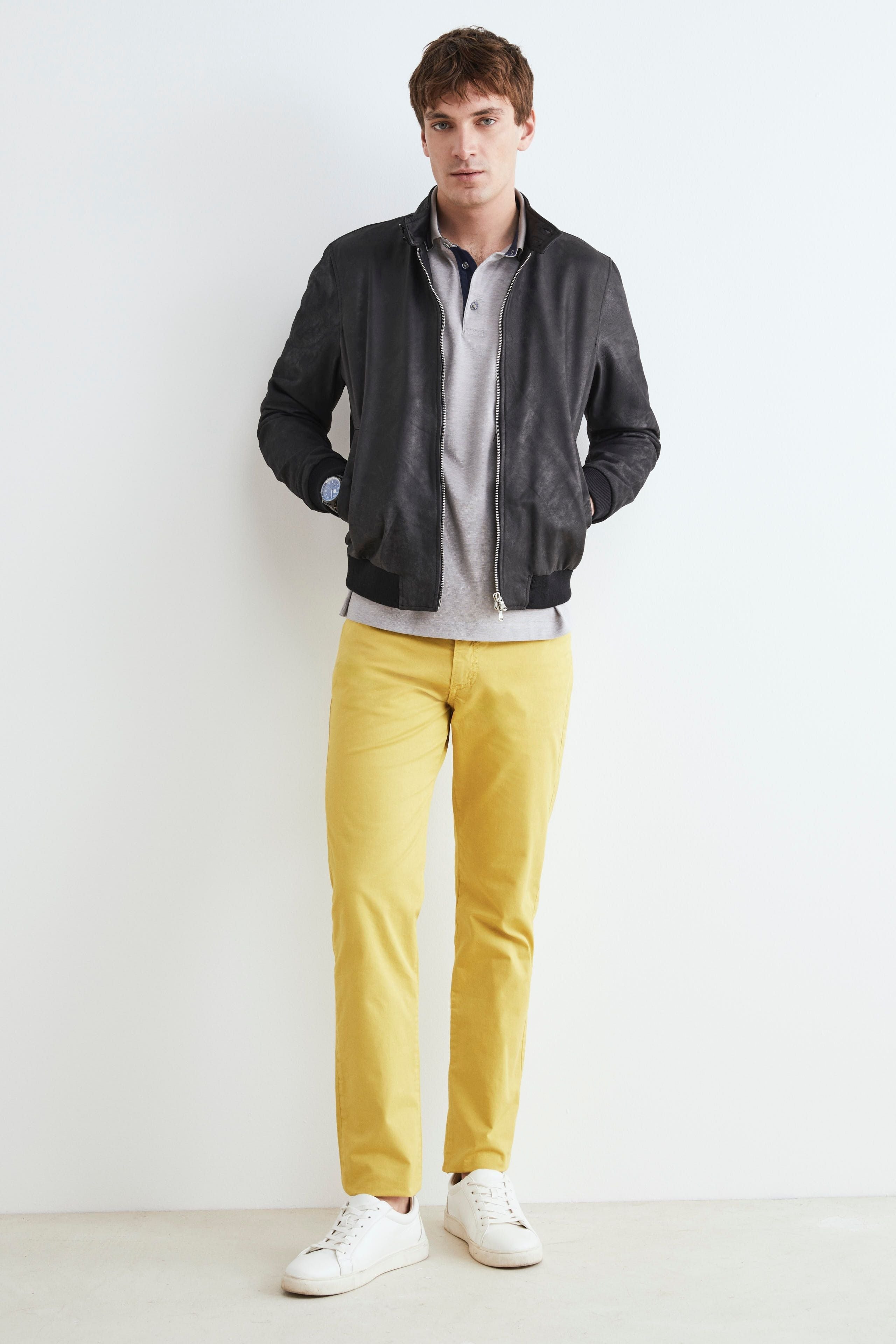 Five-pocket cotton trousers - Ochre