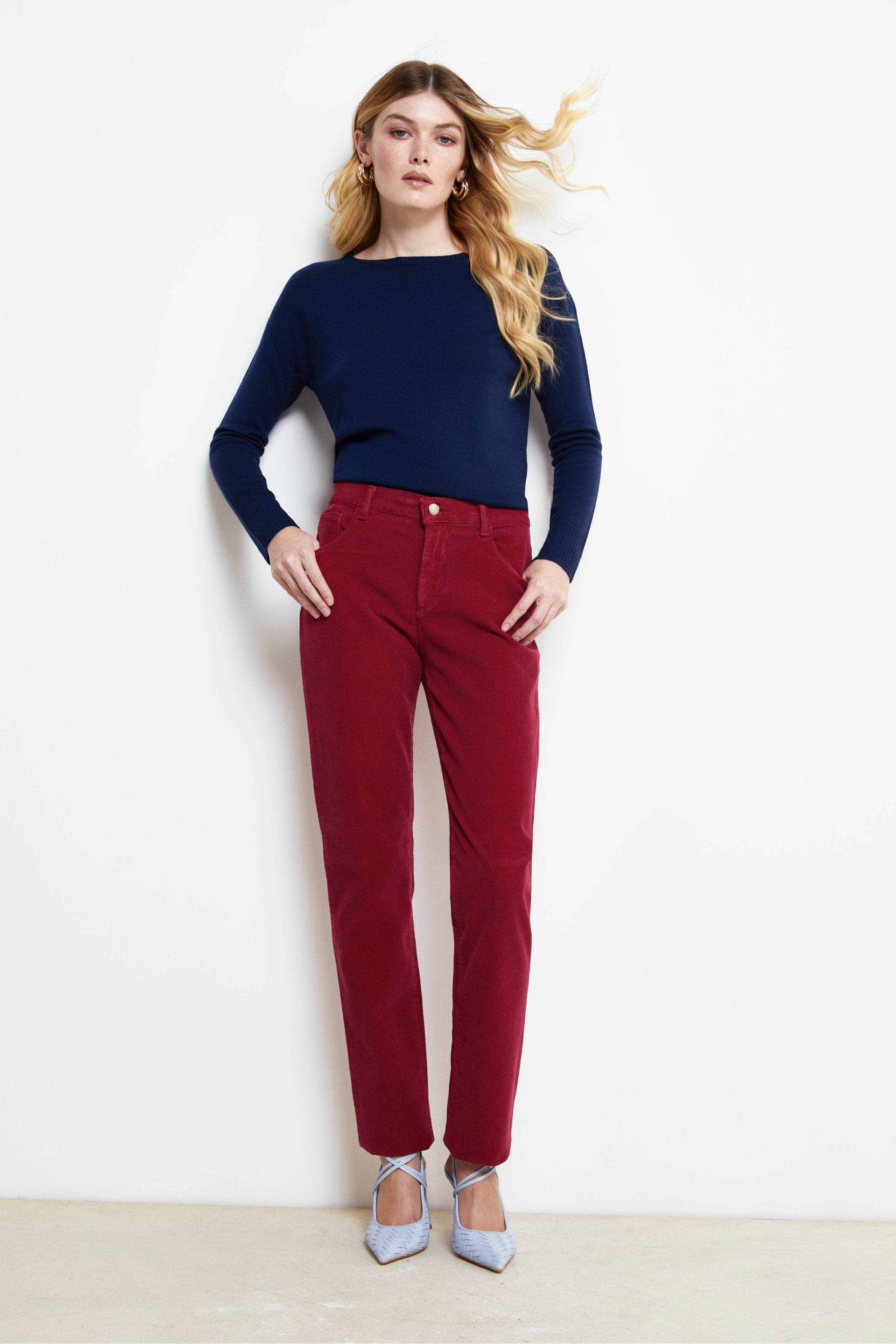 Five-Pocket Corduroy Trousers - Burgundy