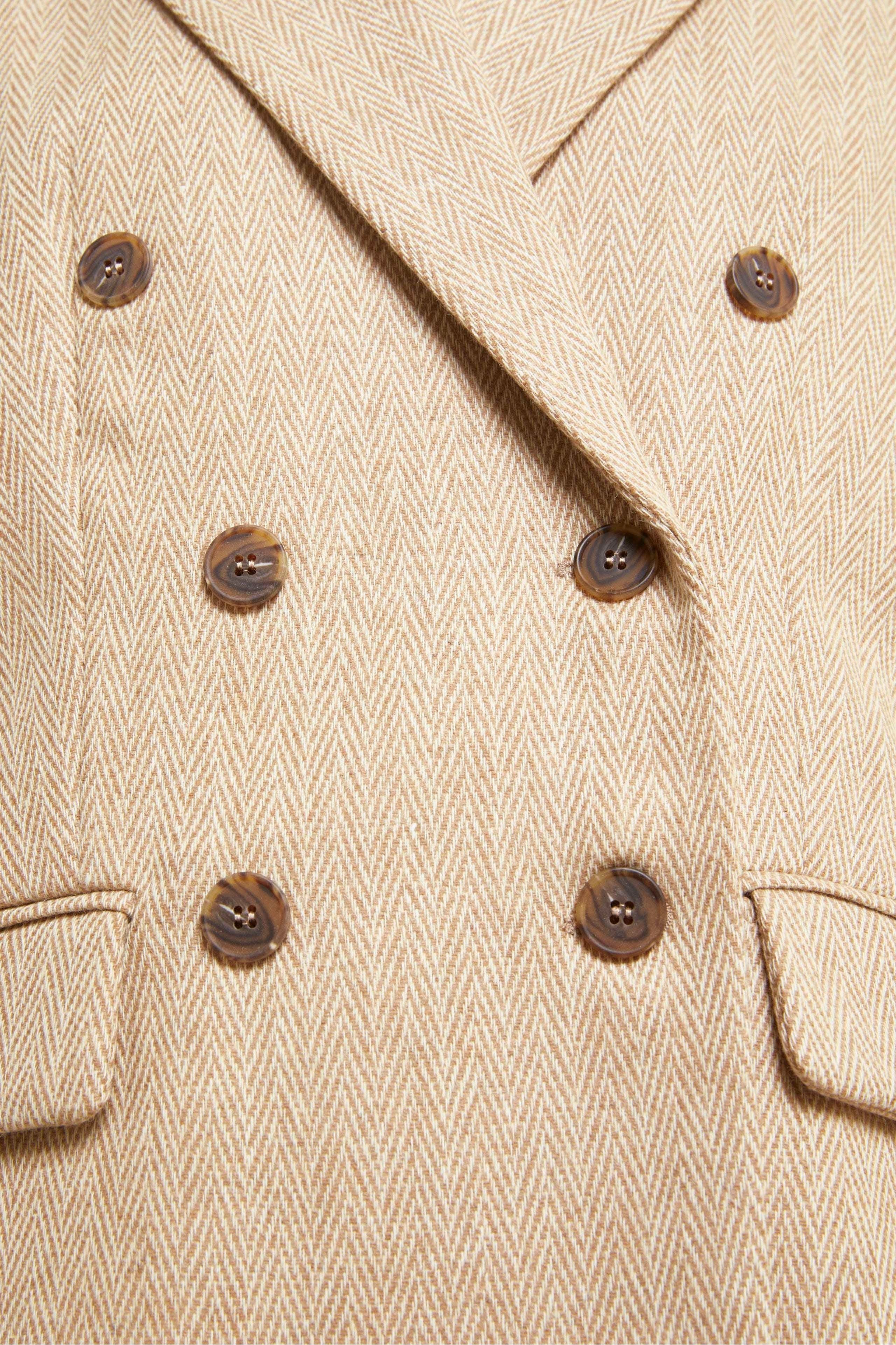 Veste Over Croisée en Laine - CHEVRONS BEIGE